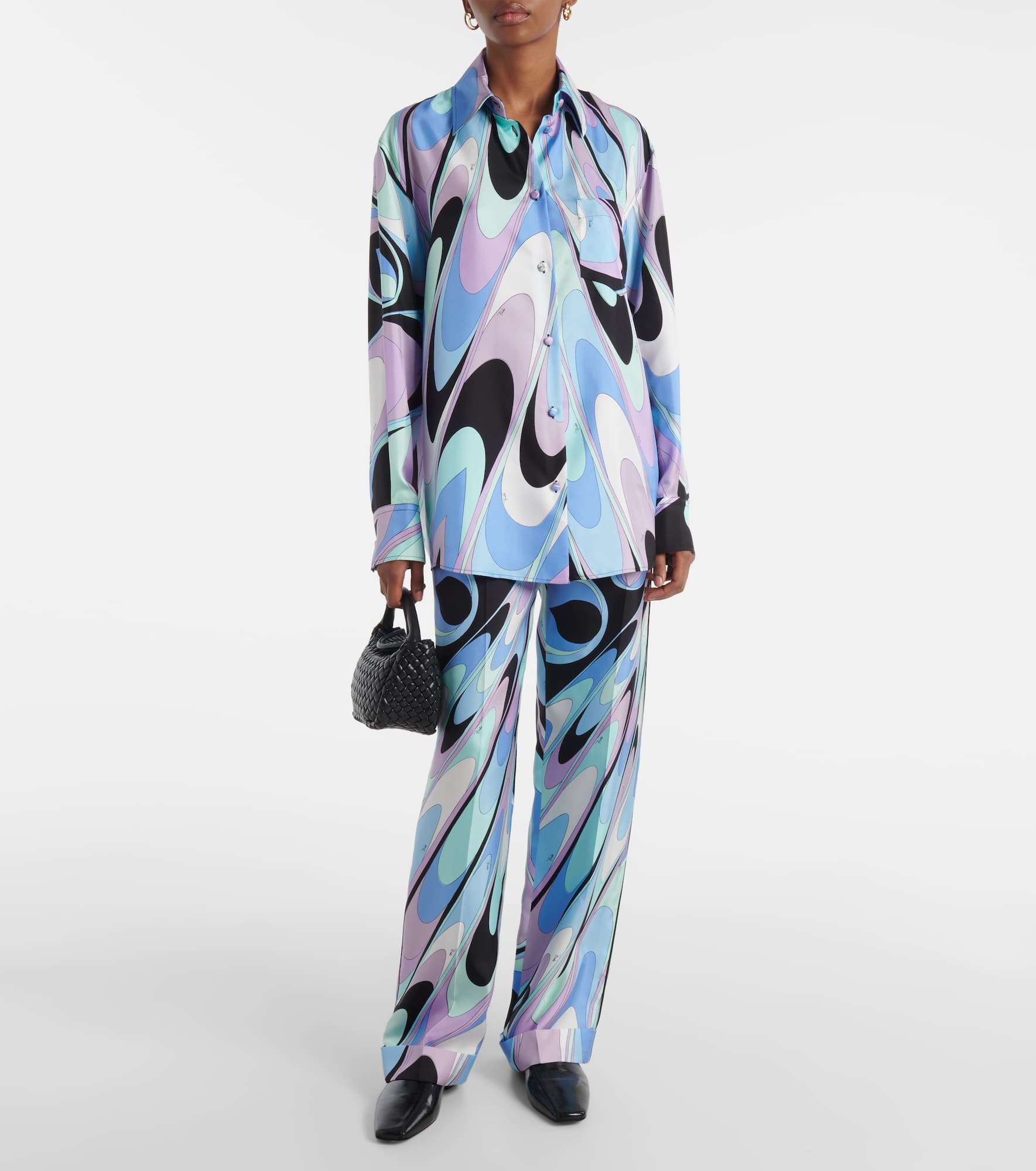 Printed silk twill pajama shirt - 2