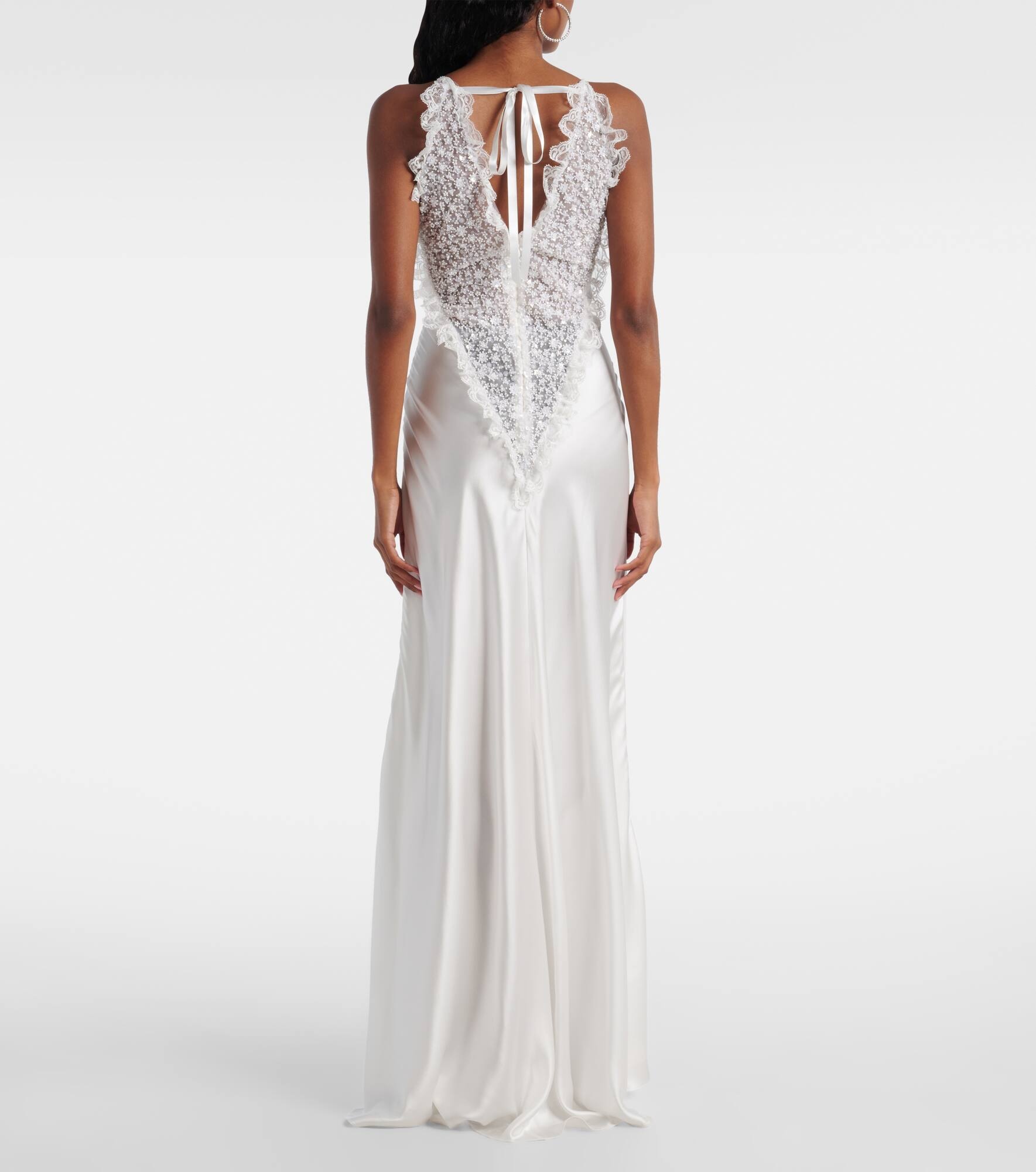 Bridal embellished silk satin gown - 3