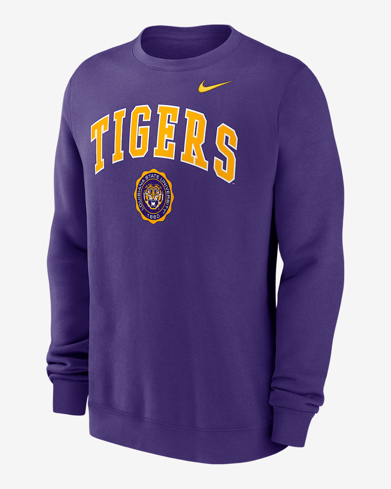 LSU Tigers Arched Seal Men's Nike College Pullover Crew 1