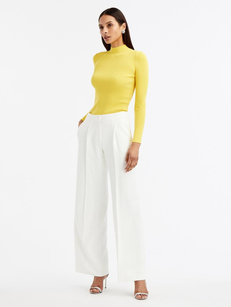 Oscar de la Renta LONG SLEEVE MOCK NECK RIBBED PULLOVER outlook