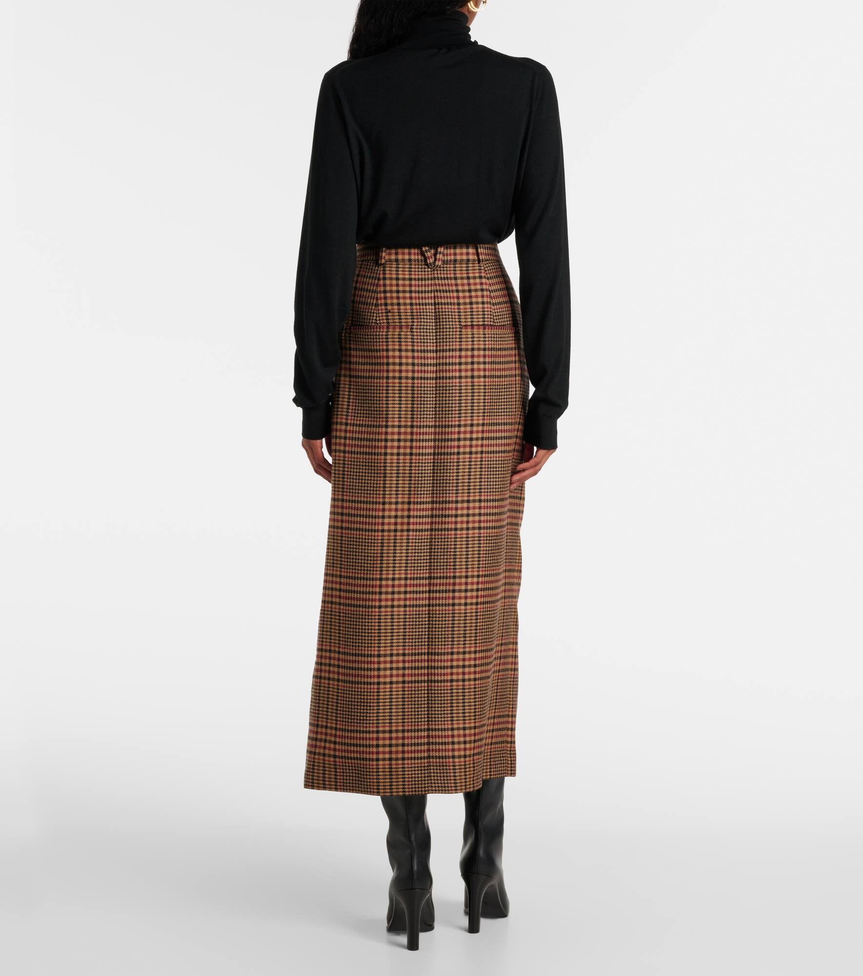 Maxine plaid virgin wool maxi skirt - 3