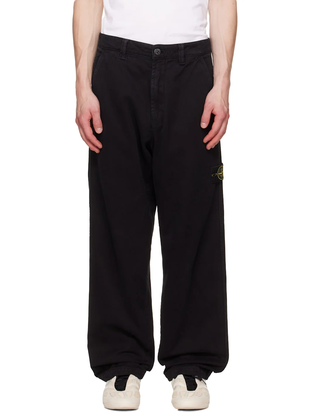 Black 3100014 Organic Panama Cotton 'Old' Effect Pants - 1