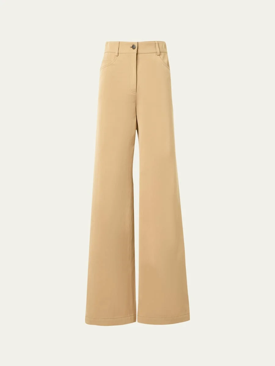 Cooper Wide-Leg Cotton Gabardine Pants - 1