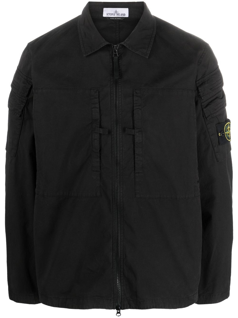 Compass-patch zip-up shirt jacket - 1