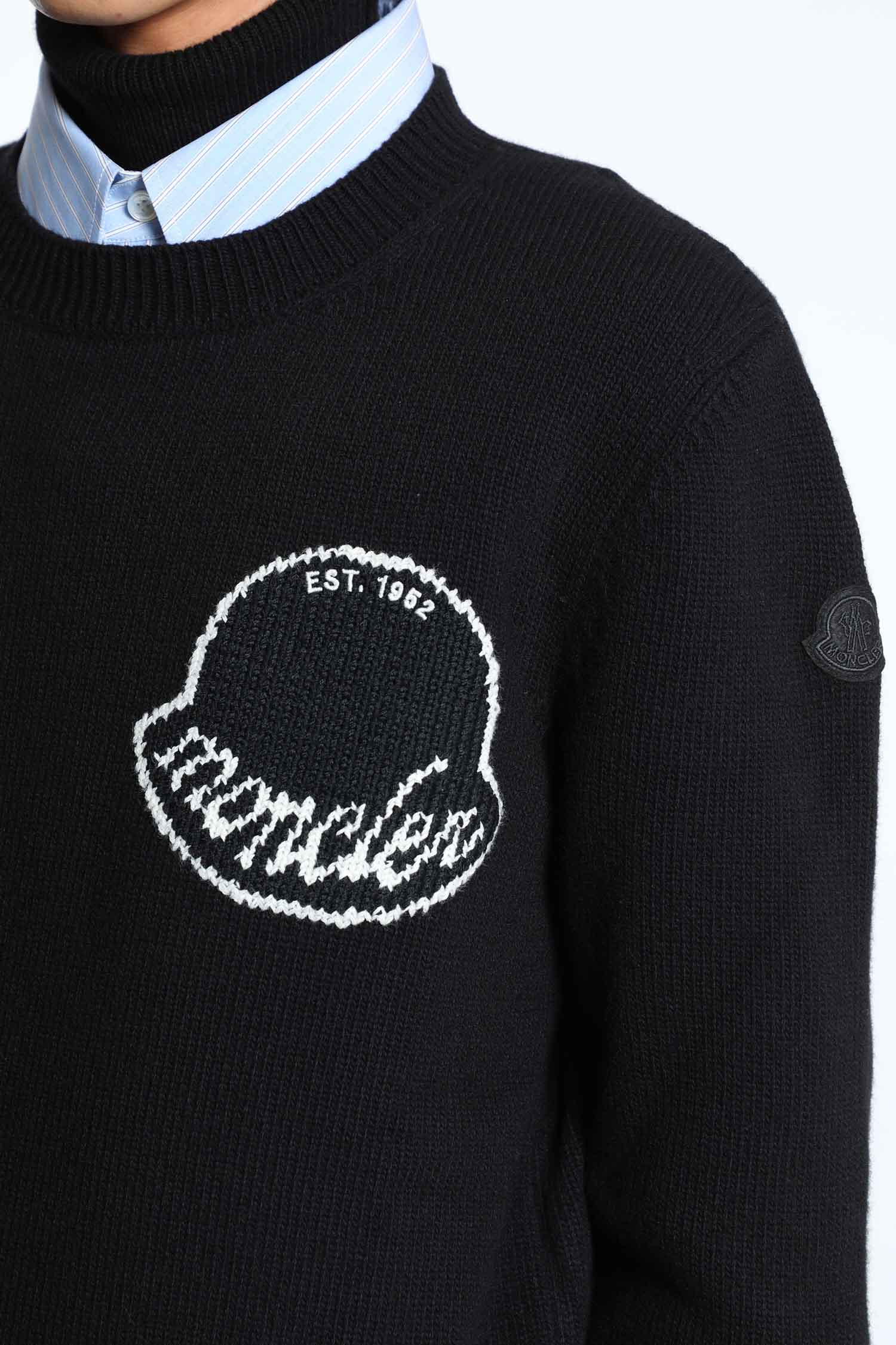 Logo Jacquard Wool Sweater - 4