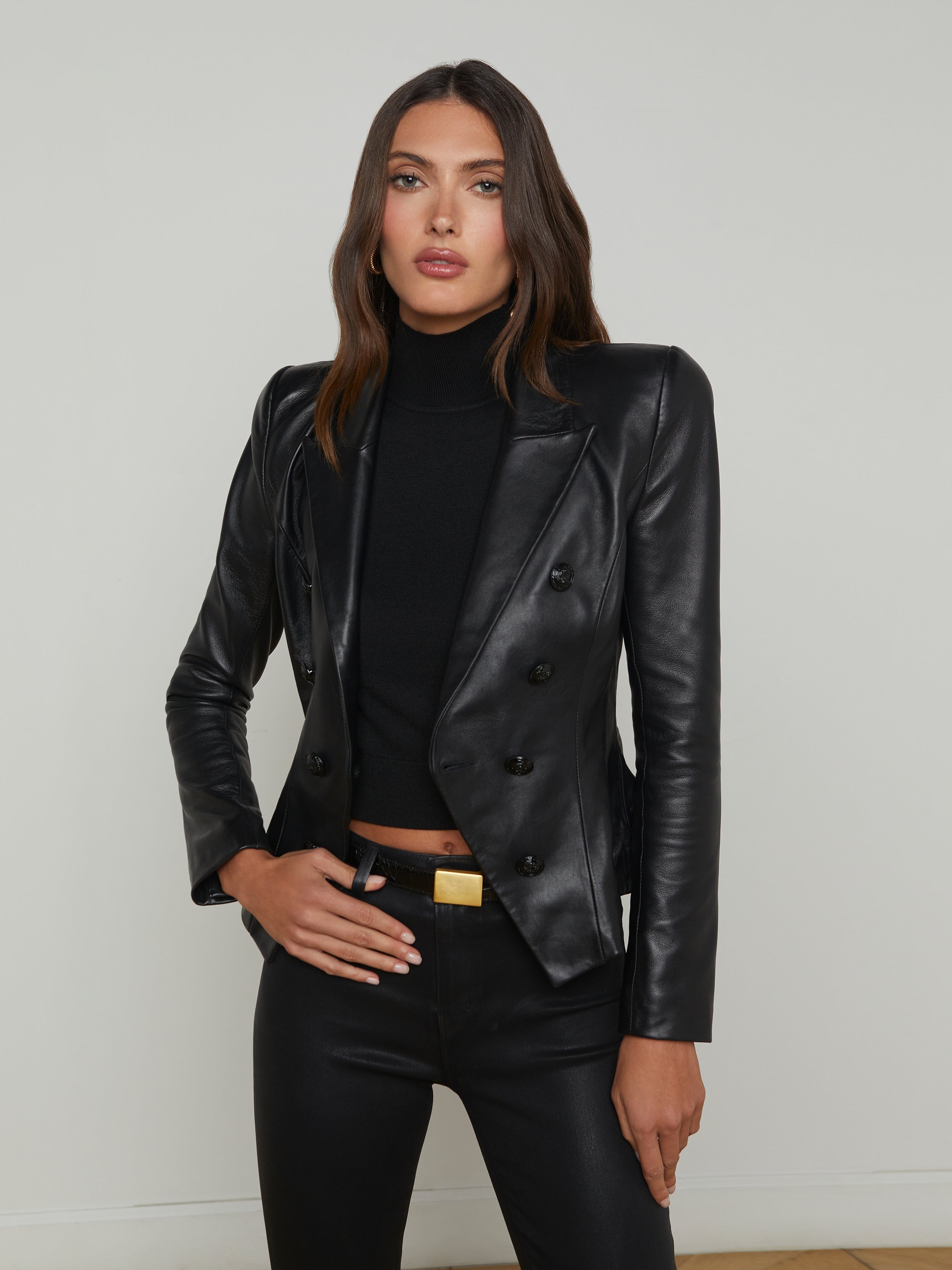 Bethany Leather Tapered Blazer - 6