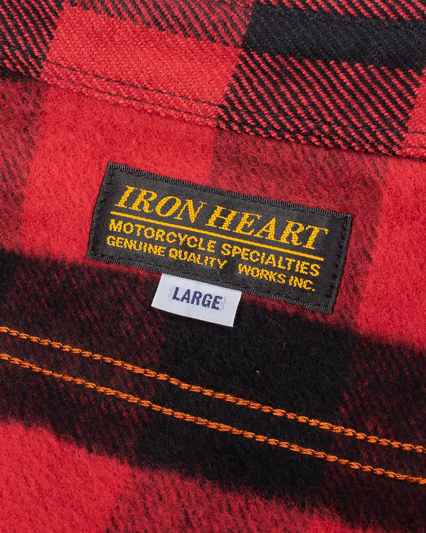 IHSH-244-RED Ultra Heavy Flannel Buffalo Check Work Shirt - Red/Black - 14