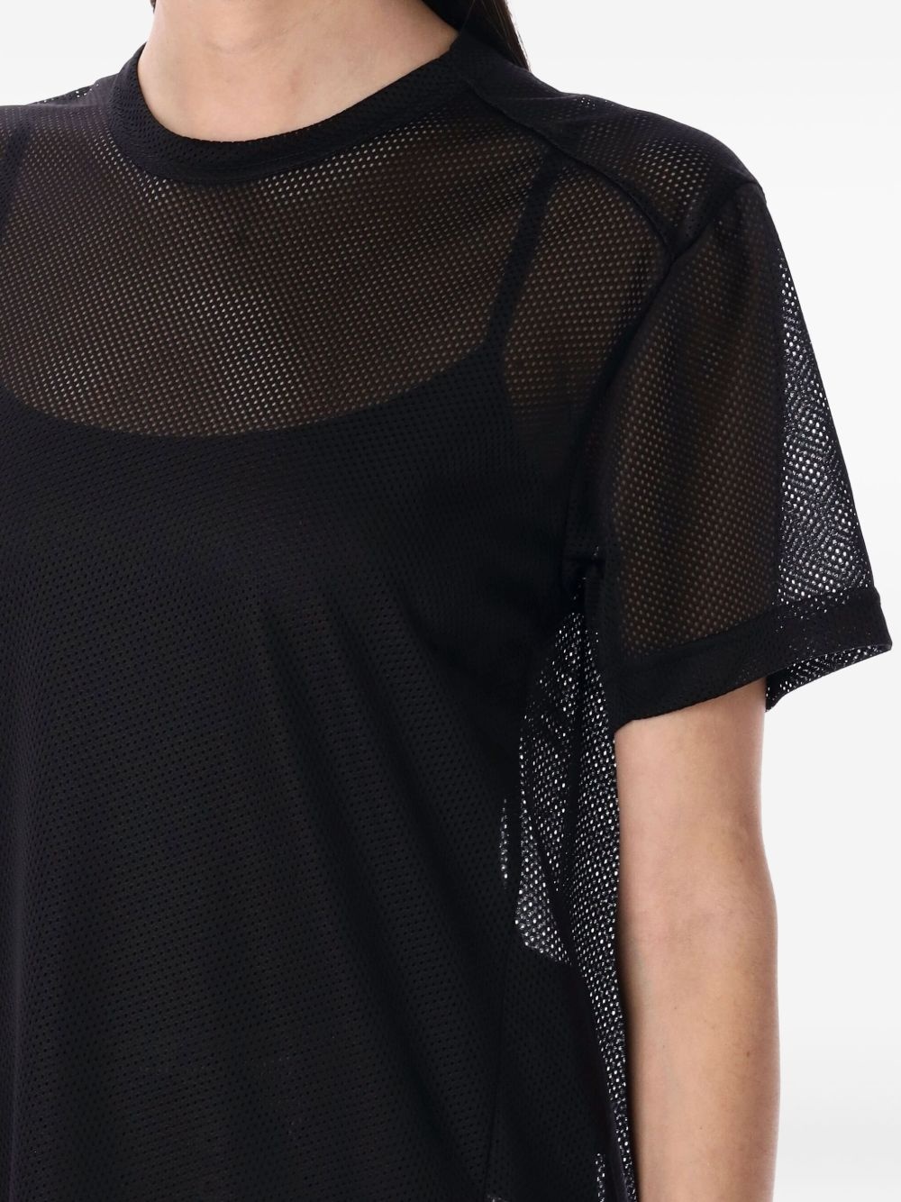 mesh-layered T-shirt - 3