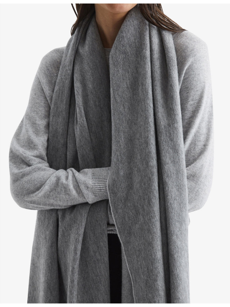 REISS Picton logo-embroidered wool-cashmere blend scarf outlook