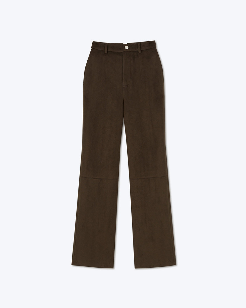 SILKE - Alt-suede pants - Coffee bean 1