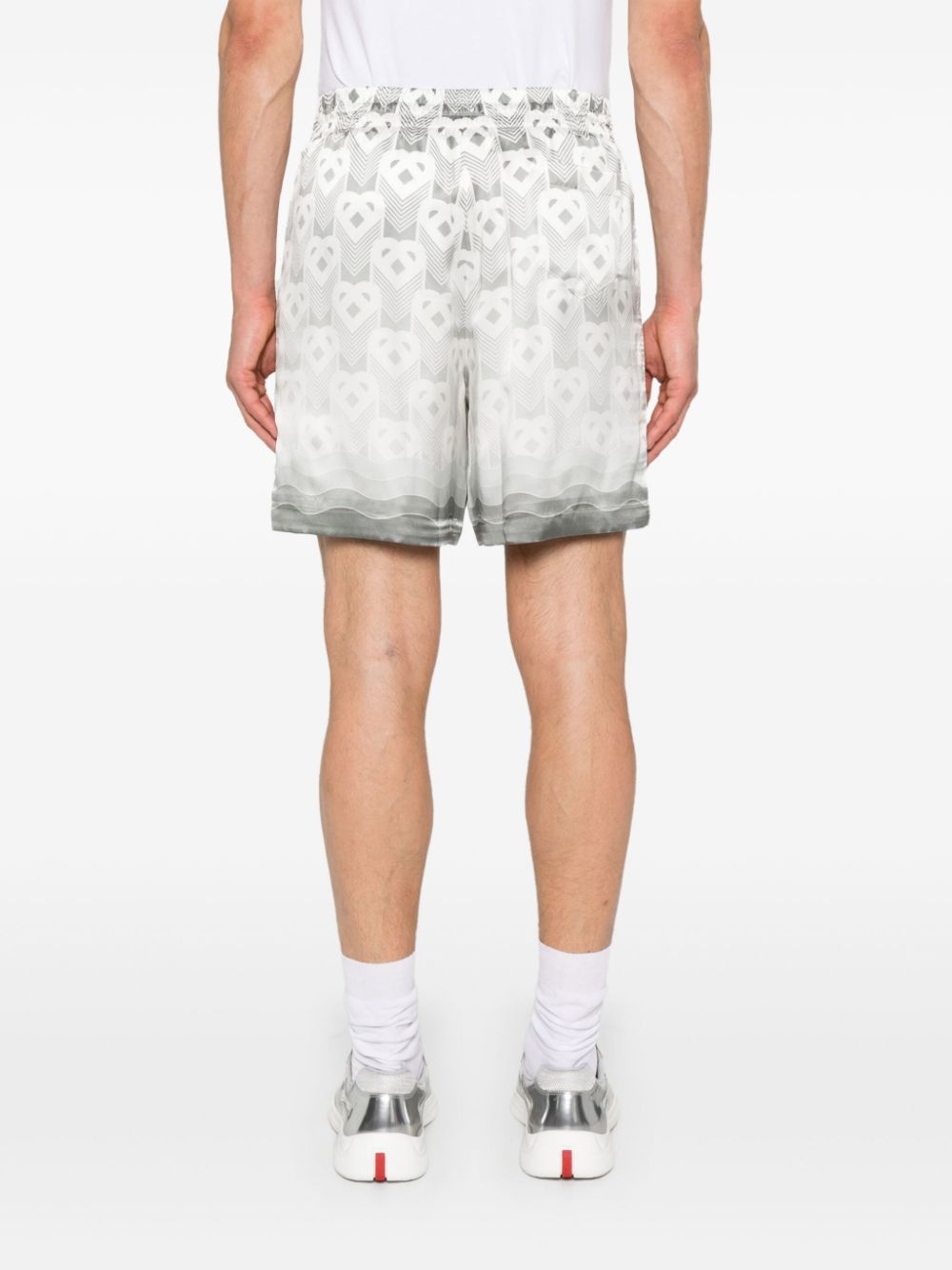 heart-monogram silk shorts - 4