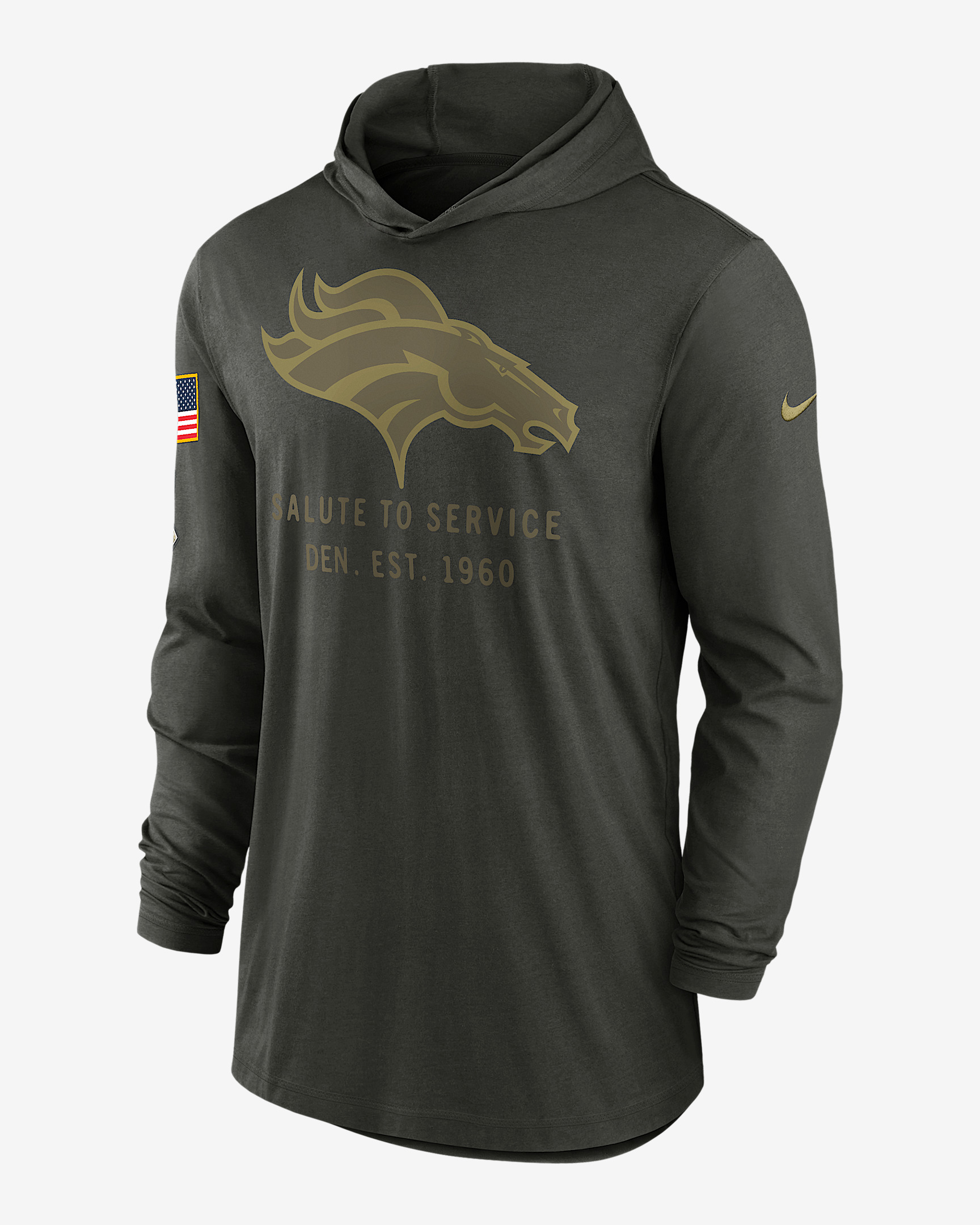 Denver Broncos Salute to Service Sideline Men’s Nike Dri-FIT NFL Long-Sleeve Hooded Top - 1