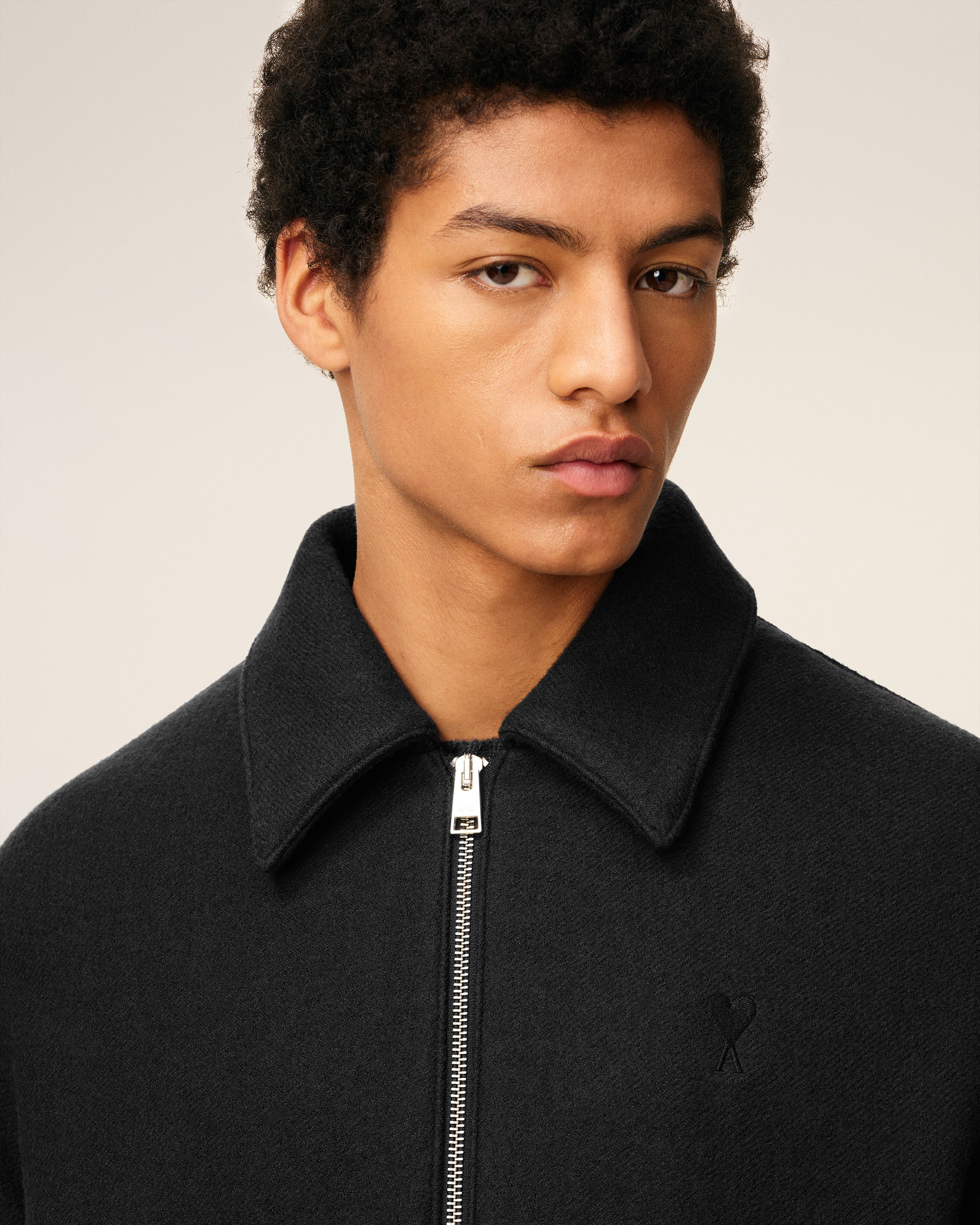 BLACK COTTON AMI DE COEUR PADDED ZIPPED JACKET - 4