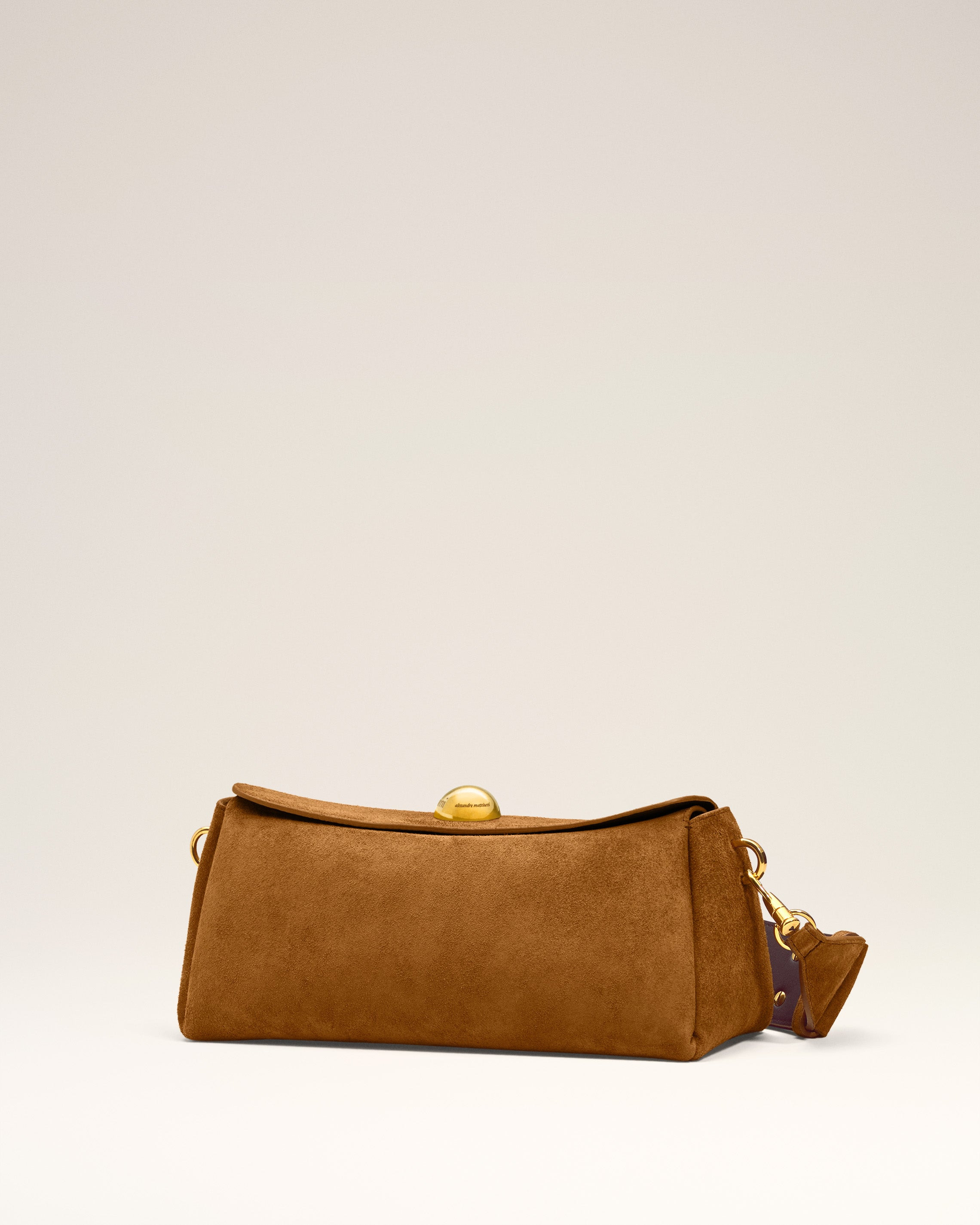 BROWN SUEDE LEATHER CARROUSEL BAG - 4