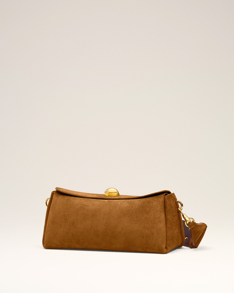 BROWN SUEDE LEATHER CARROUSEL BAG 4