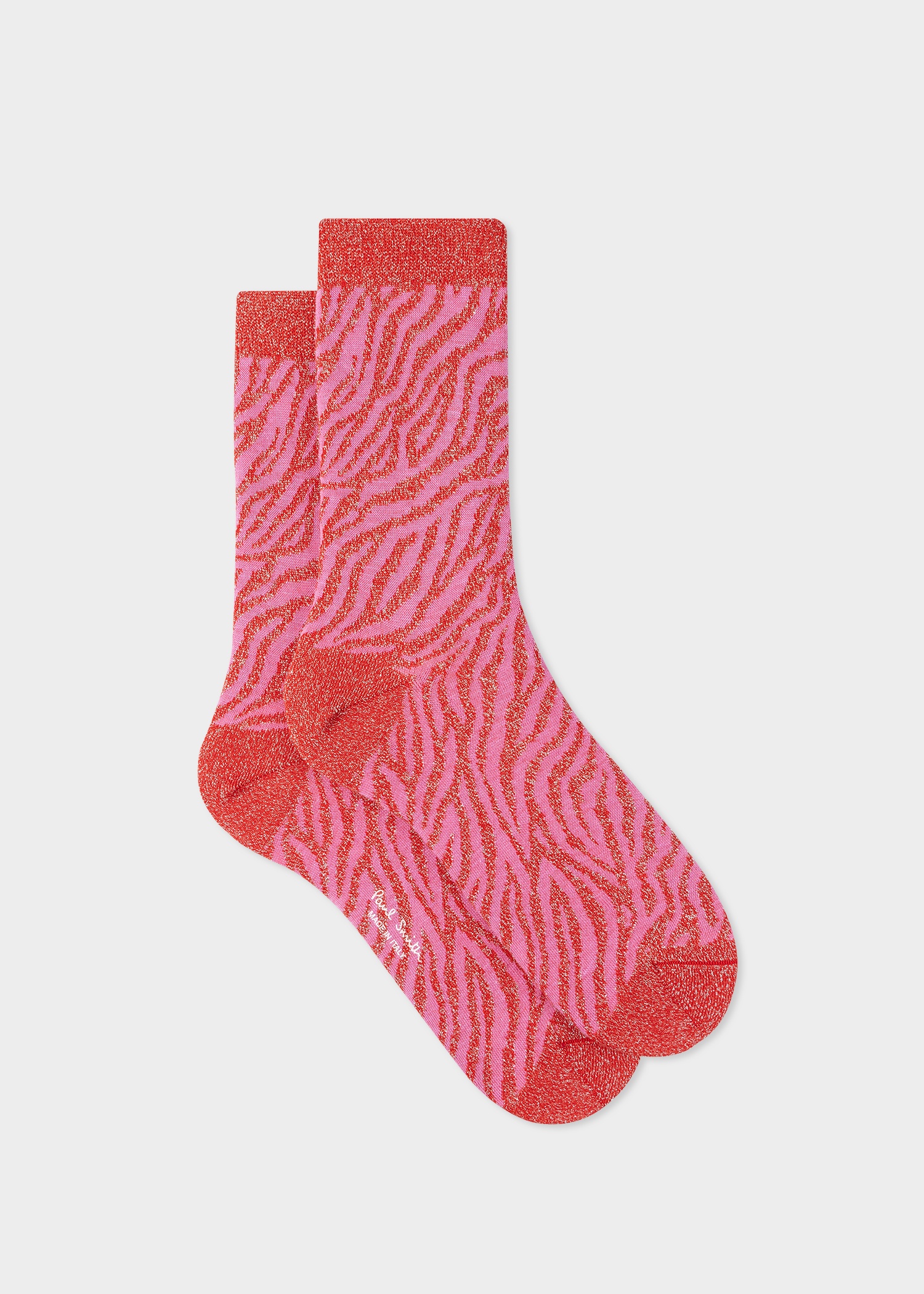 Women's Pink Glitter Zebra Socks - 1