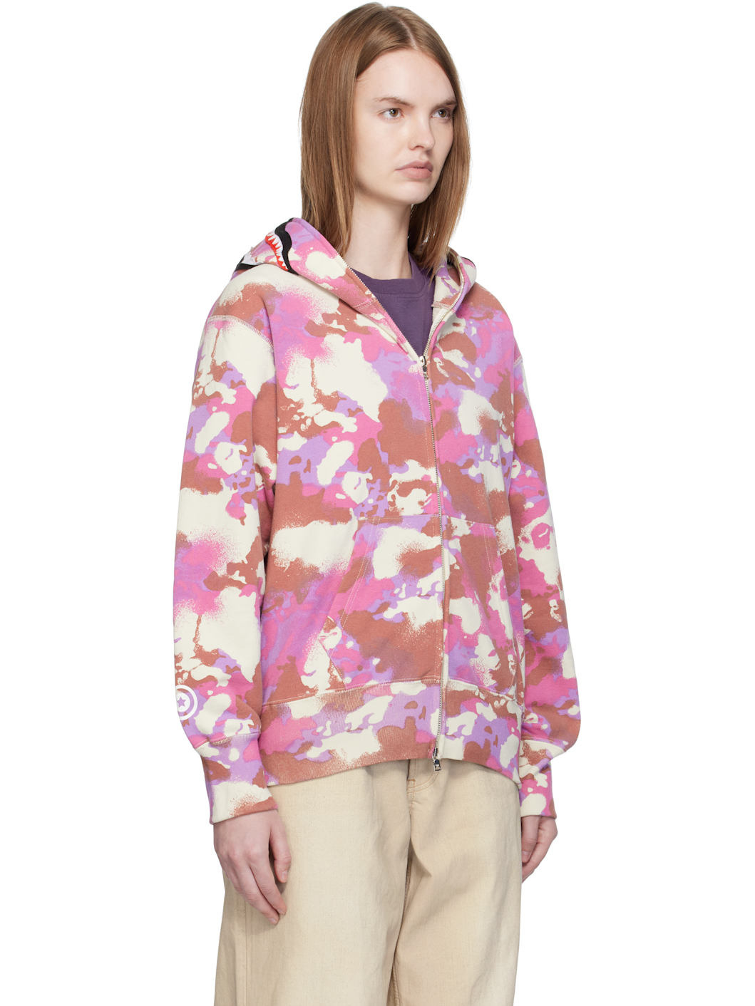 Pink Map Camo Shark Full Zip Hoodie - 2