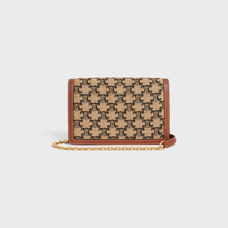 WALLET ON CHAIN in TEXTILE WITH TRIOMPHE AND CALFSKIN 3