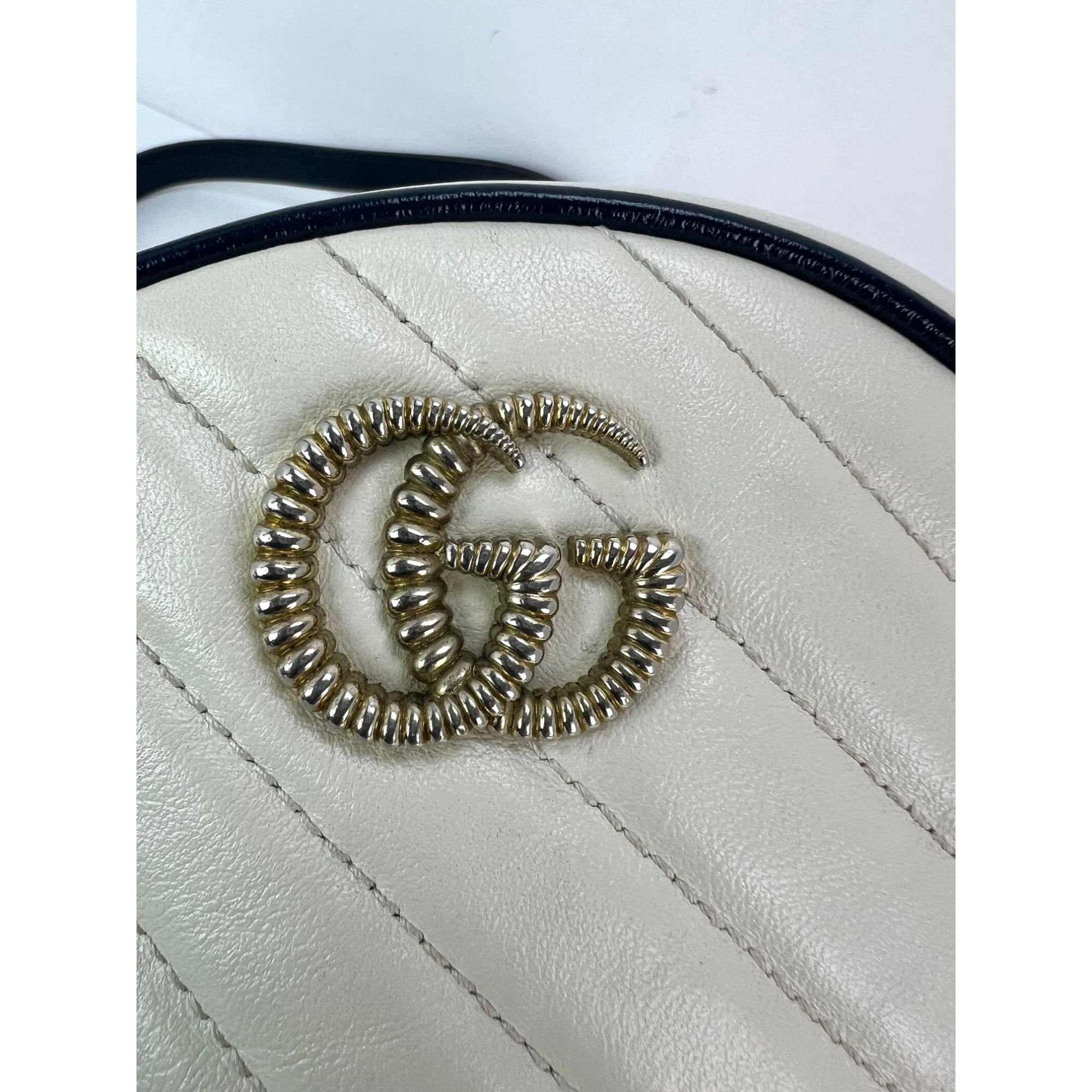 Gucci GG Azalea Matelasse Leather Round Mystic White Shoulder Bag - 8