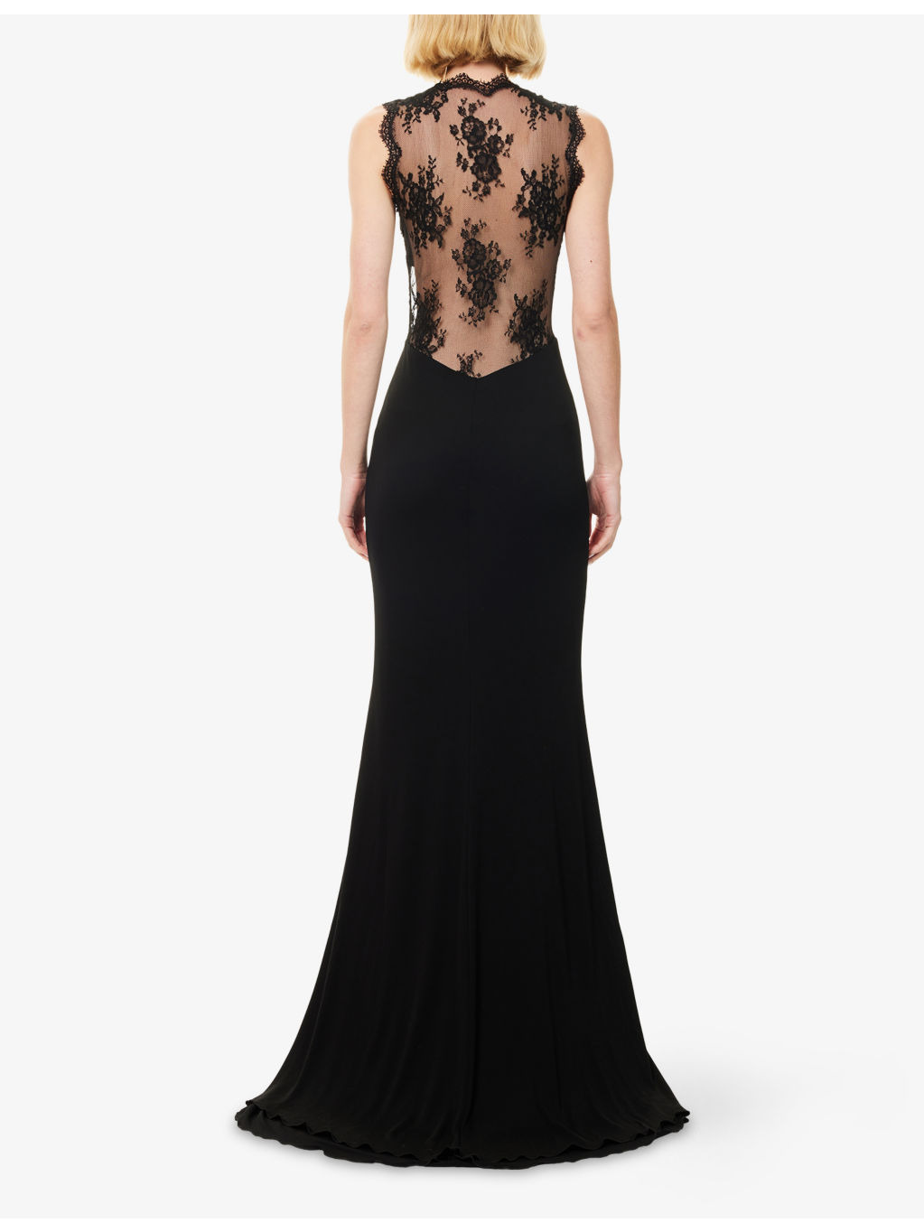 Cut-Out Lace-Panel Woven Gown - 4