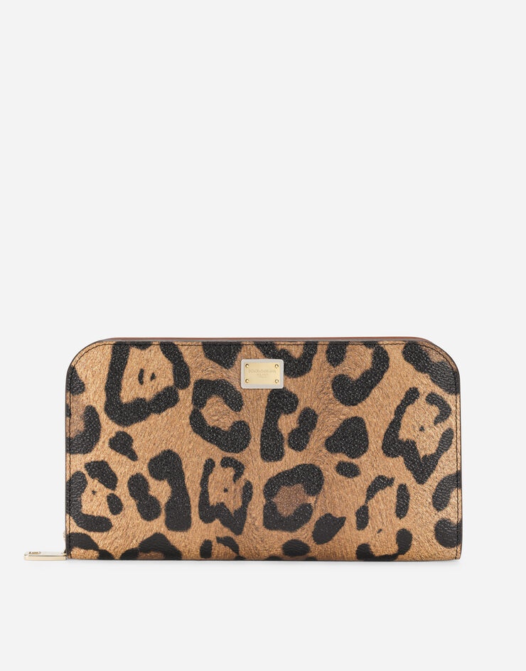 Leopard-print Crespo zip-around wallet with branded plate - 1