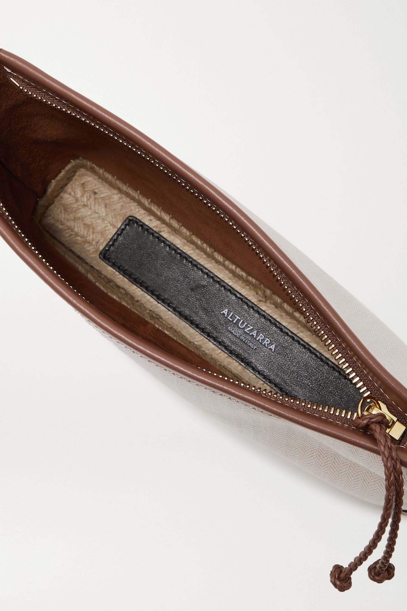 Espadrille leather and jute-trimmed canvas clutch - 5