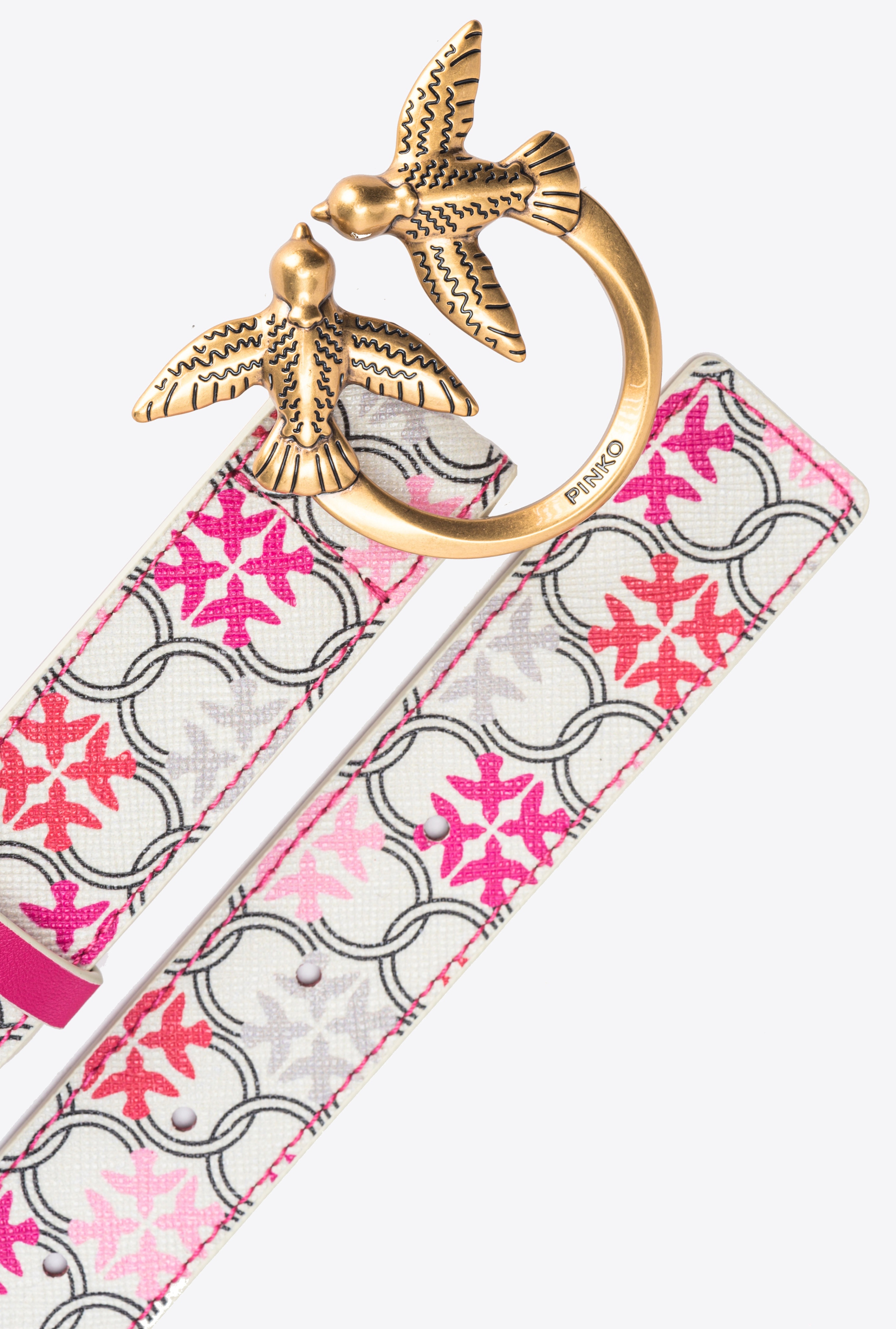 3CM LOGO-PRINT BELT WITH LOVE BIRDS BUCKLE - 4
