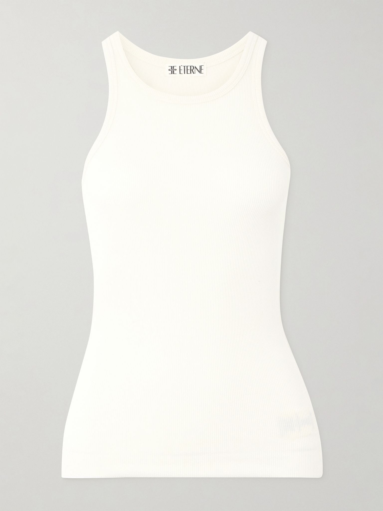 Ribbed stretch-jersey tank Cream - 1