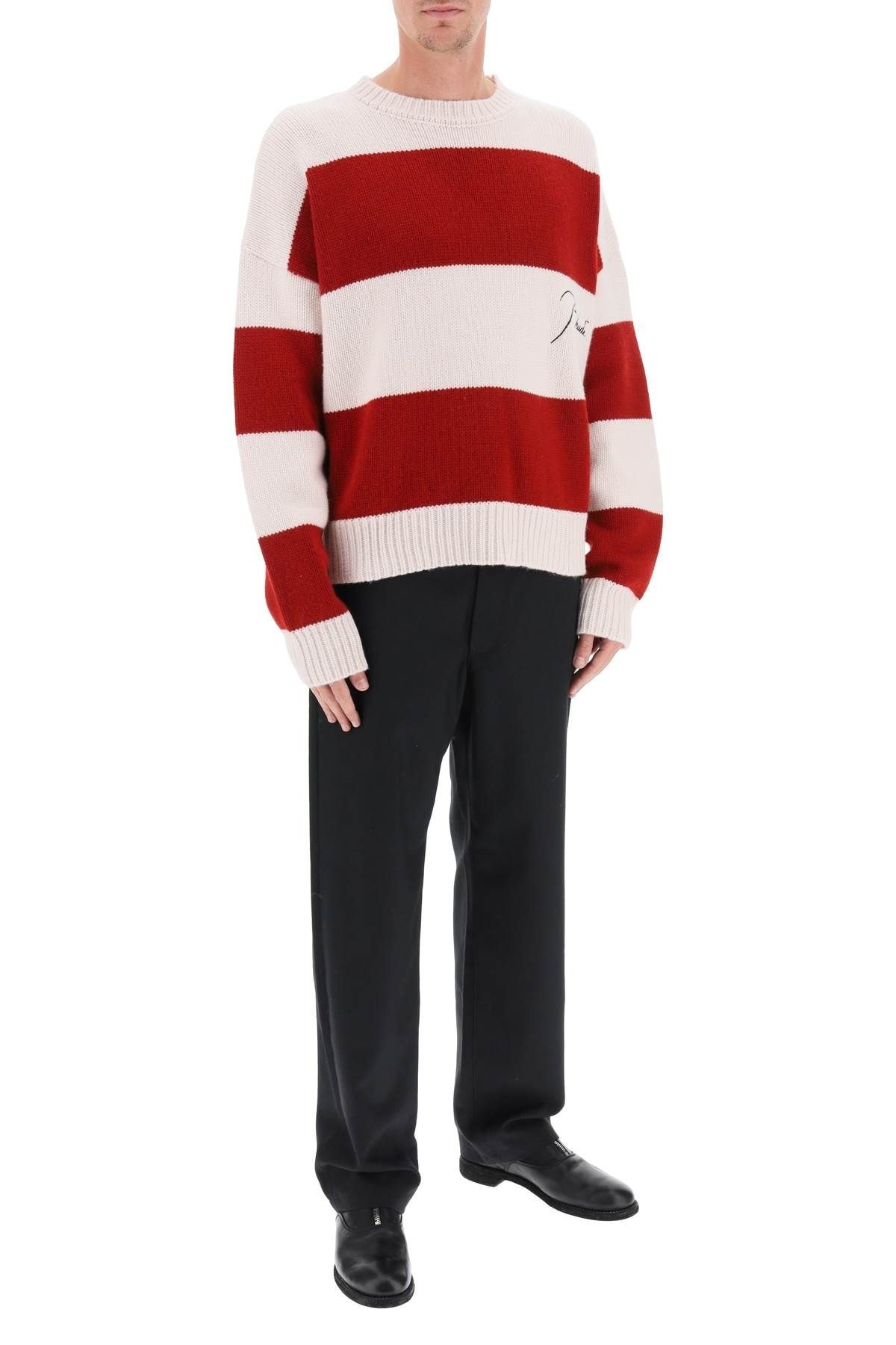 STRIPED SWEATER WITH EMBROIDERED LOGO - 2