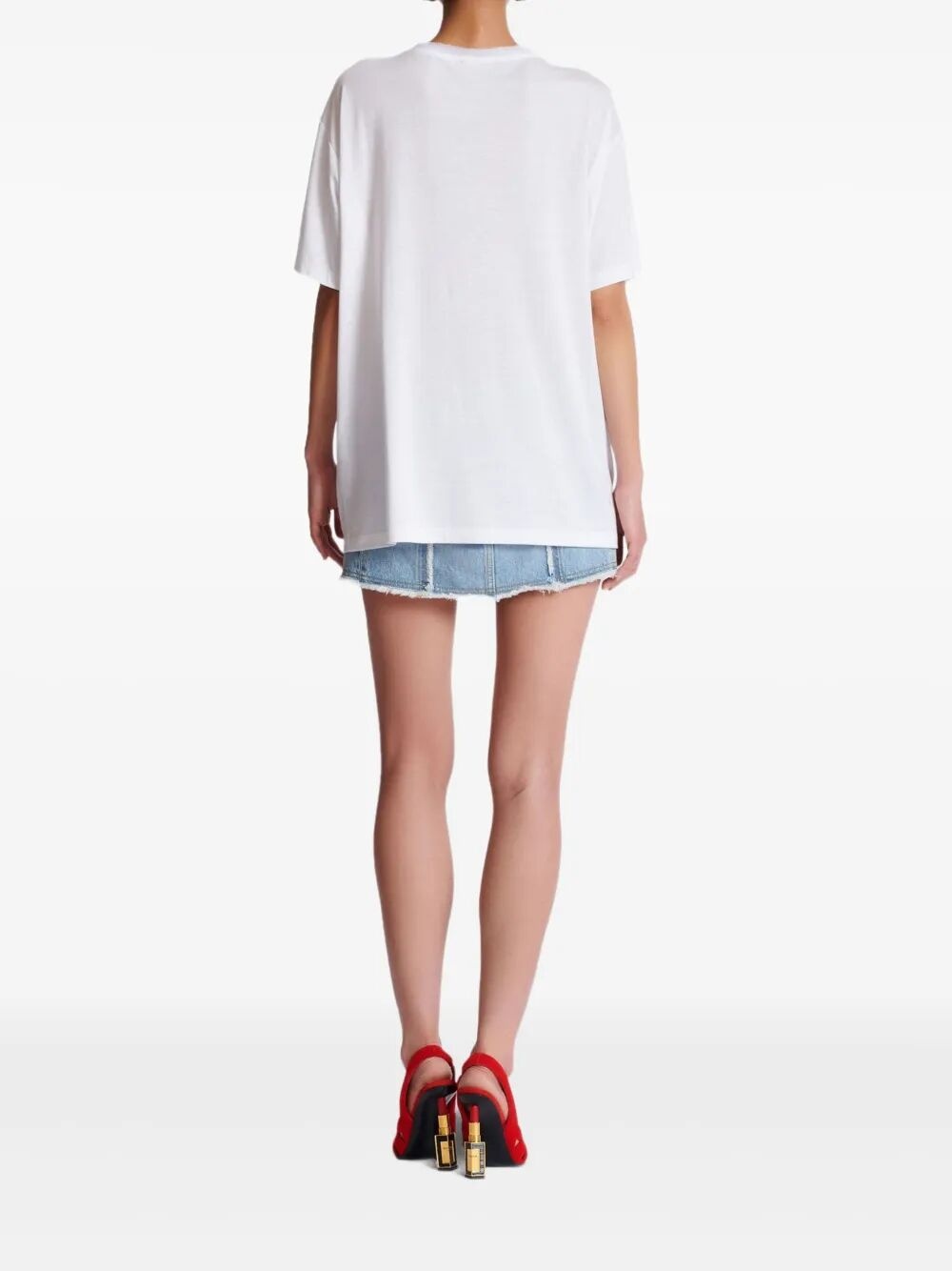 Balmain Women Balmain Beauty Print Embroidery Patches T-Shirt - 6