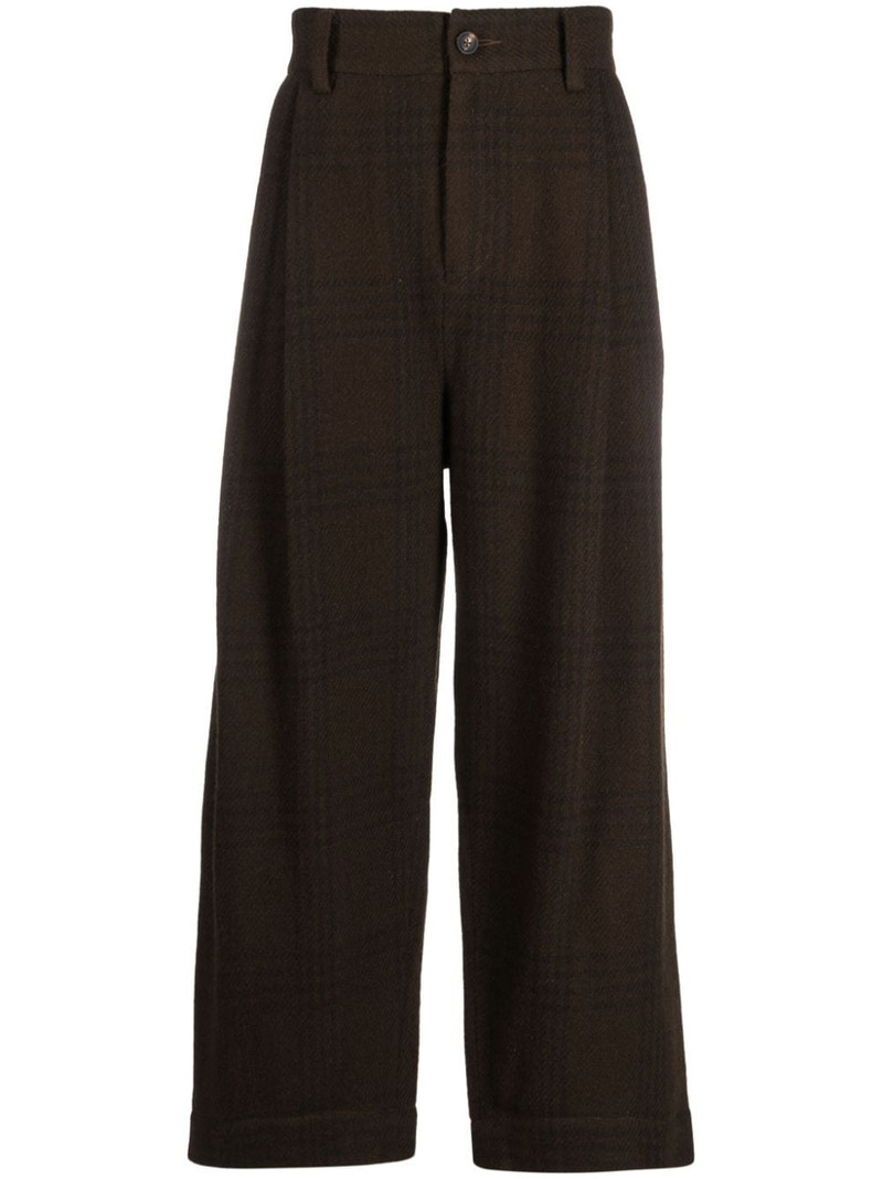 plaid-check wide-leg trousers 1