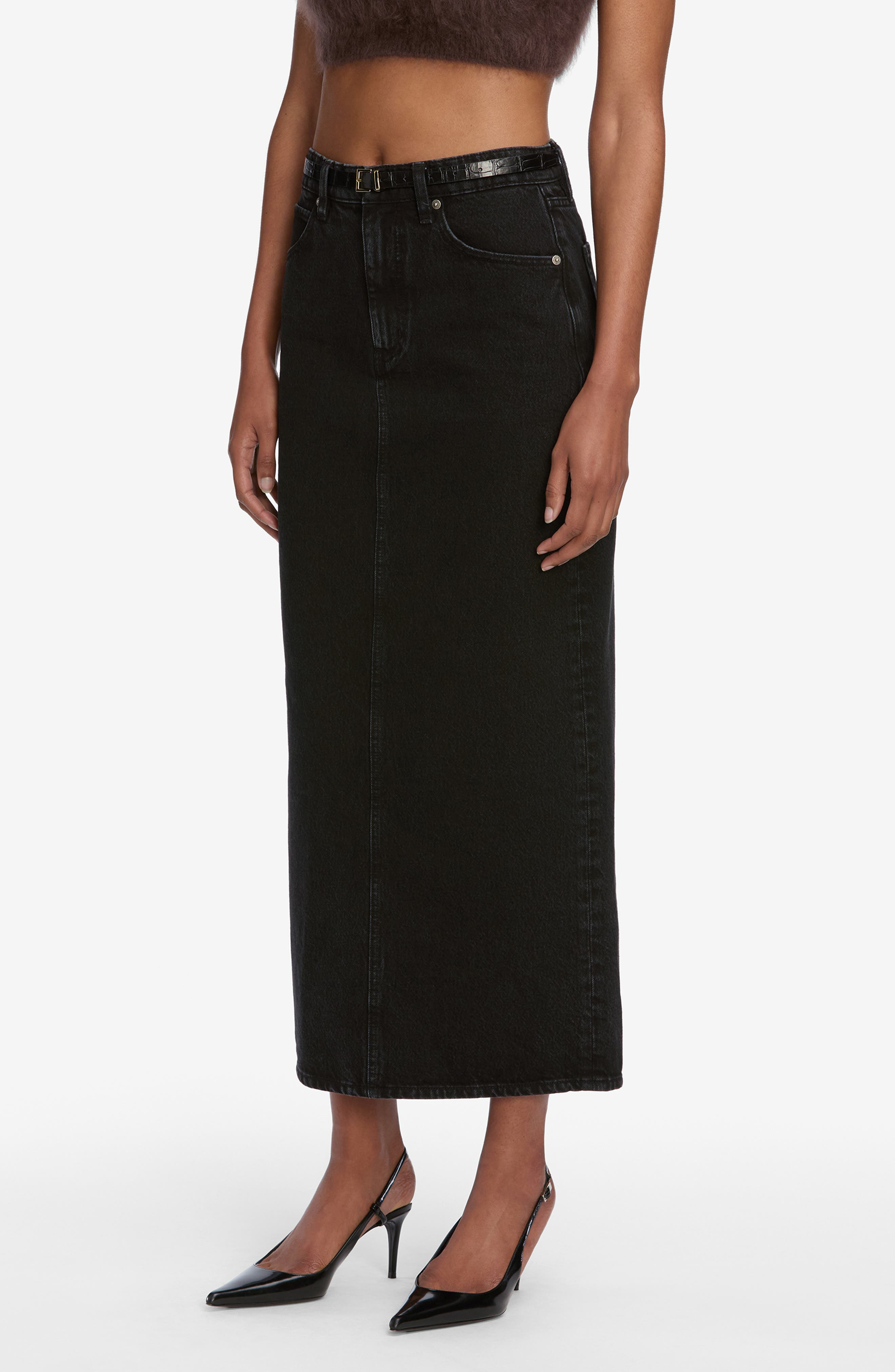 FRAME The Column Denim Midi Skirt in Sutro at Nordstrom - 3