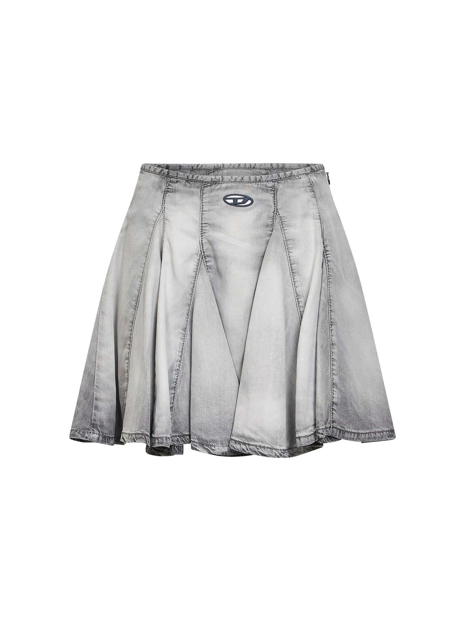 Diesel Women Grey Denim De-Spiki-Fsi Pleated Mini Skirt - 1