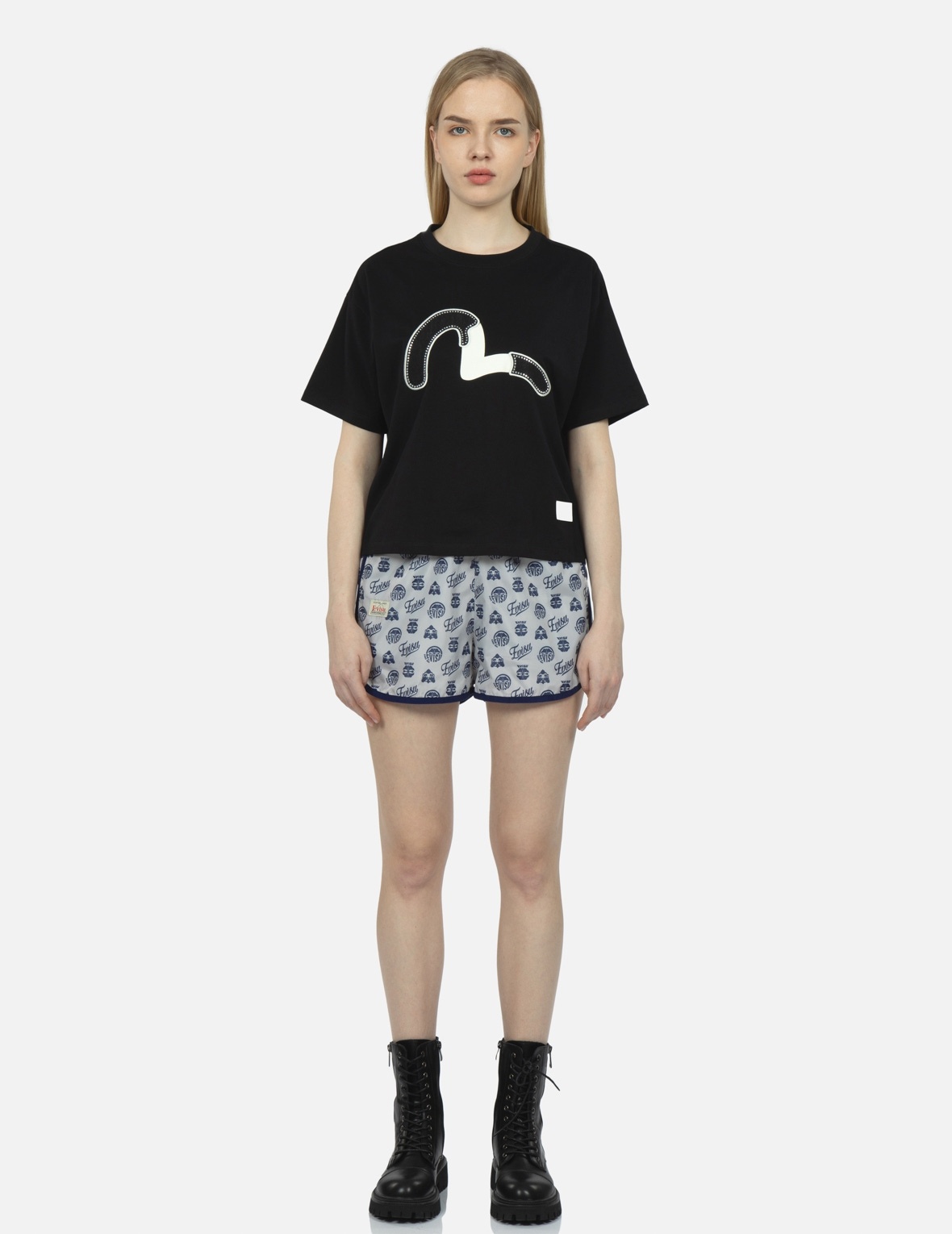 EMBELLISHED DENIM SEAGULL APPLIQUÉ T-SHIRT - 5