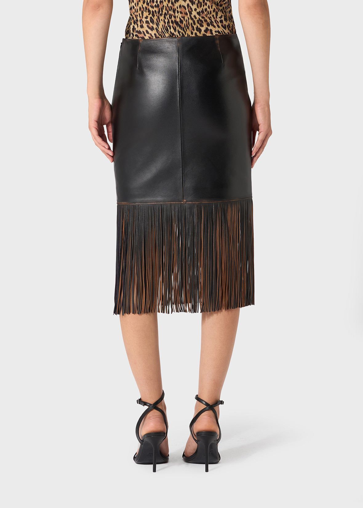 LEATHER SKIRT WITH FRINGES - 4