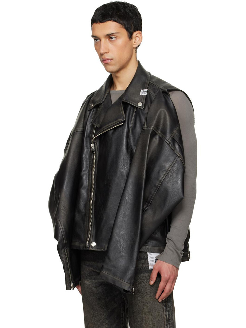 Maison MIHARAYASUHIRO Black Vest Combined Coating Faux-Leather Jacket outlook