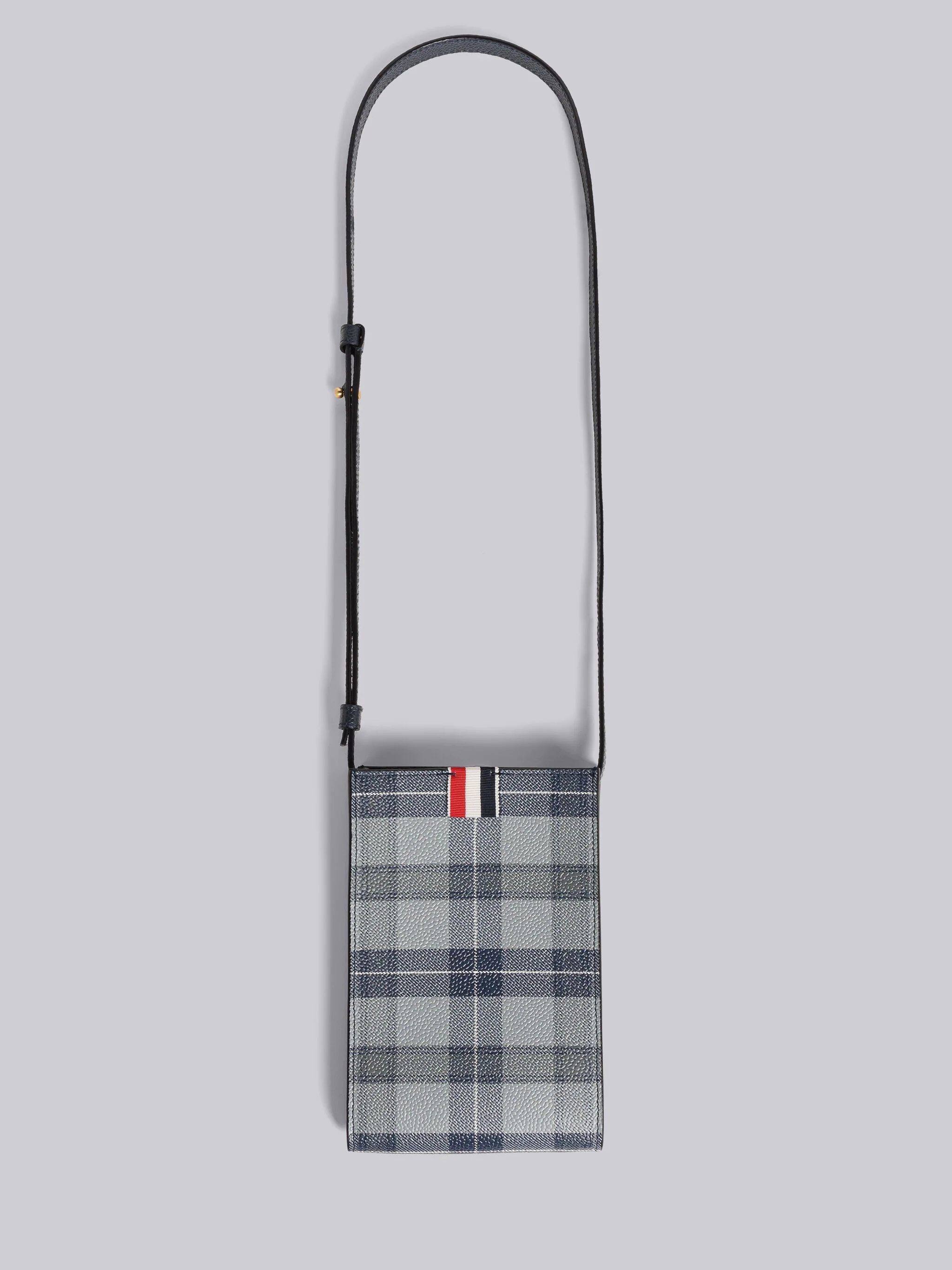 Tartan Pebble Grain Leather Crossbody Phone Holder - 1