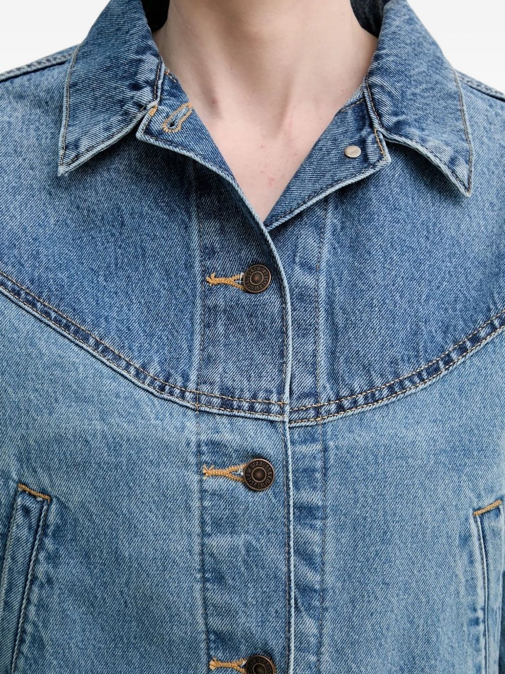 point-collar denim jacket - 4