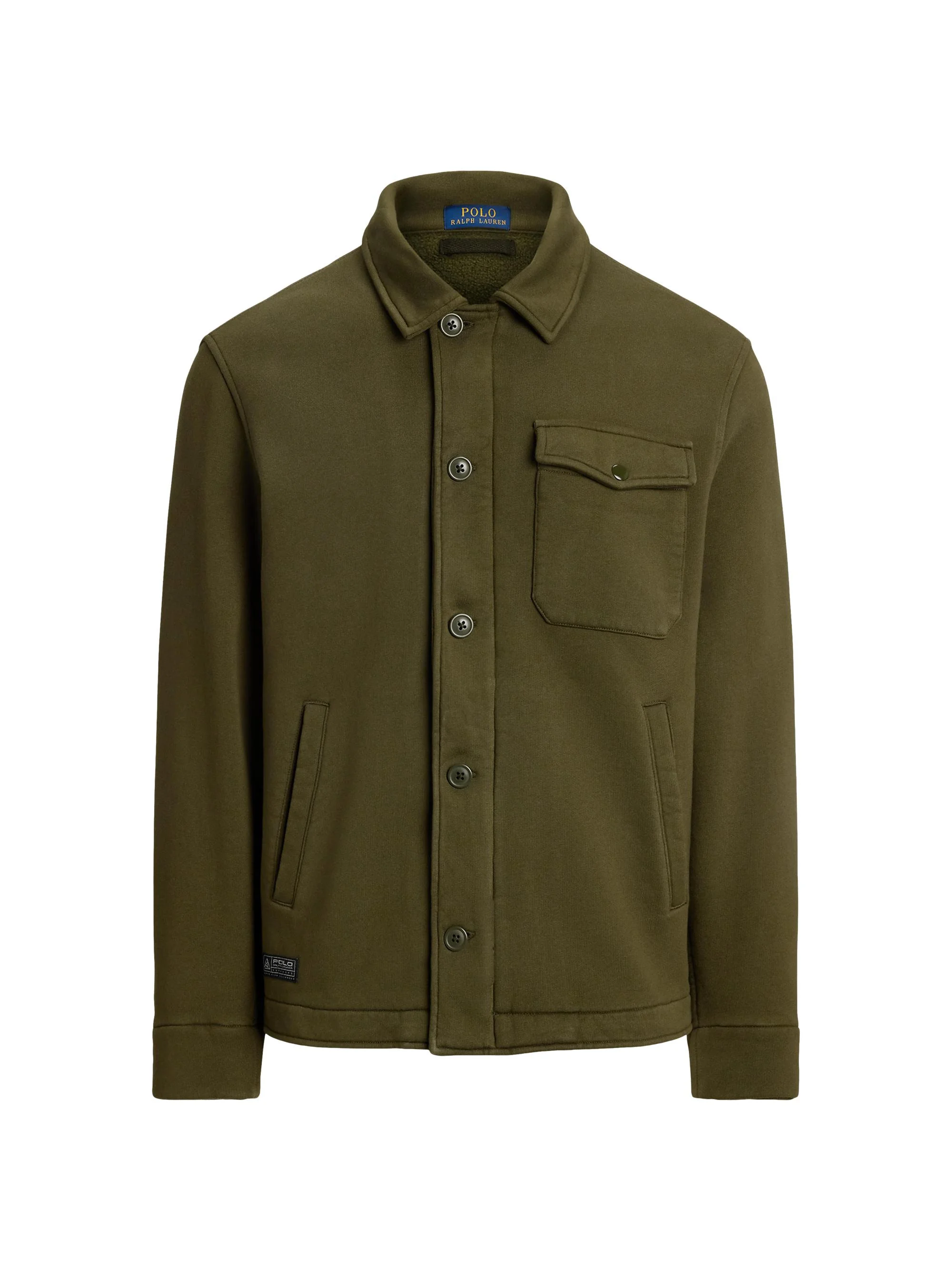 Men's Fleece Button-Front Shirt Jacket - Company Olive - 1