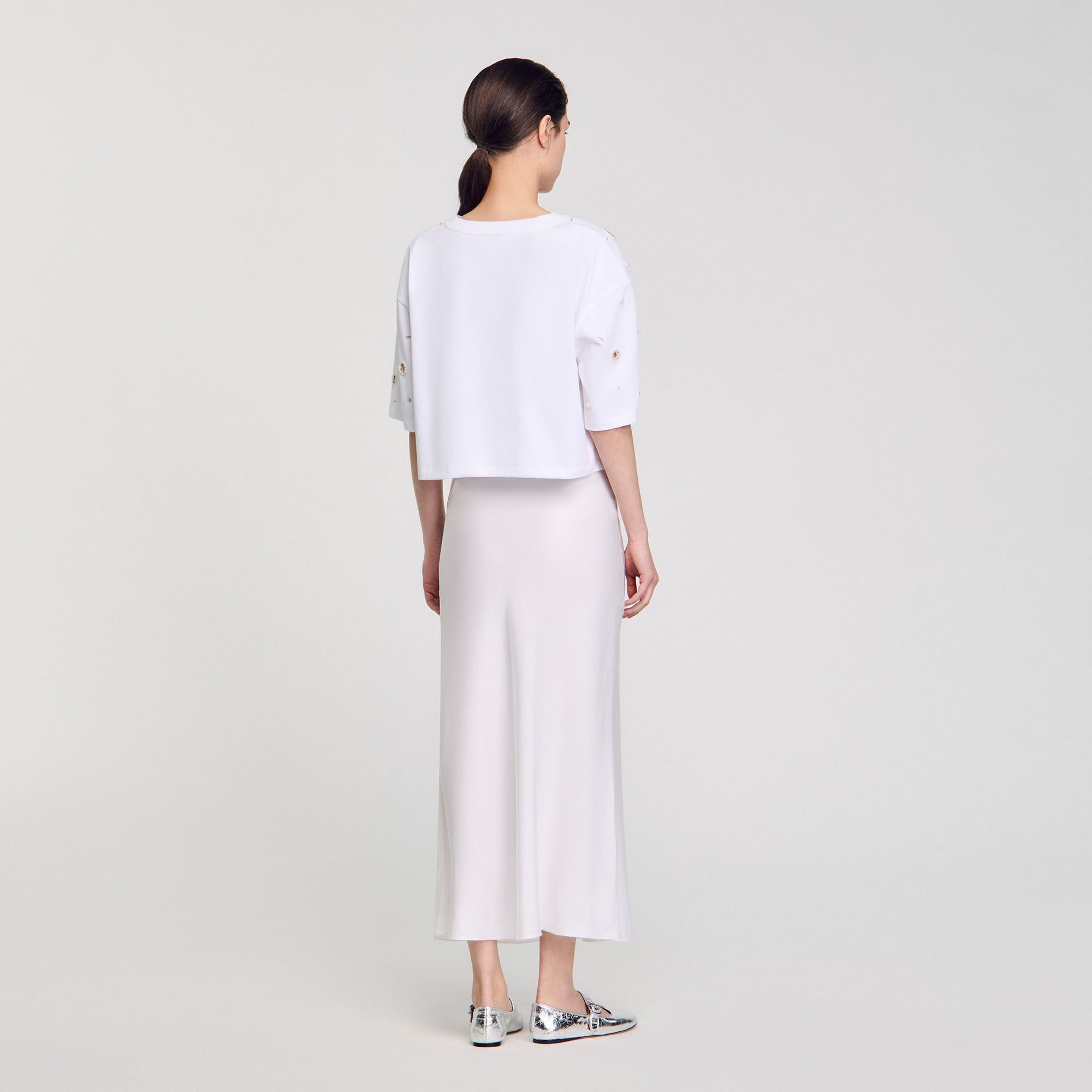 CROPPED PEARL BEAD T-SHIRT - 5
