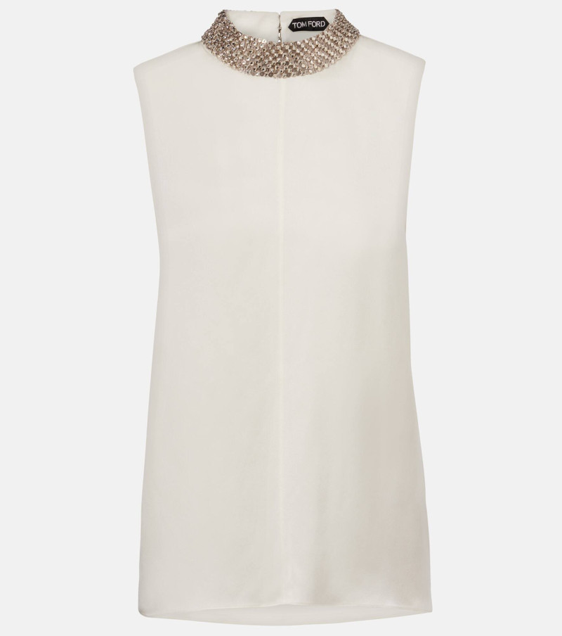 Sequined silk satin top 1