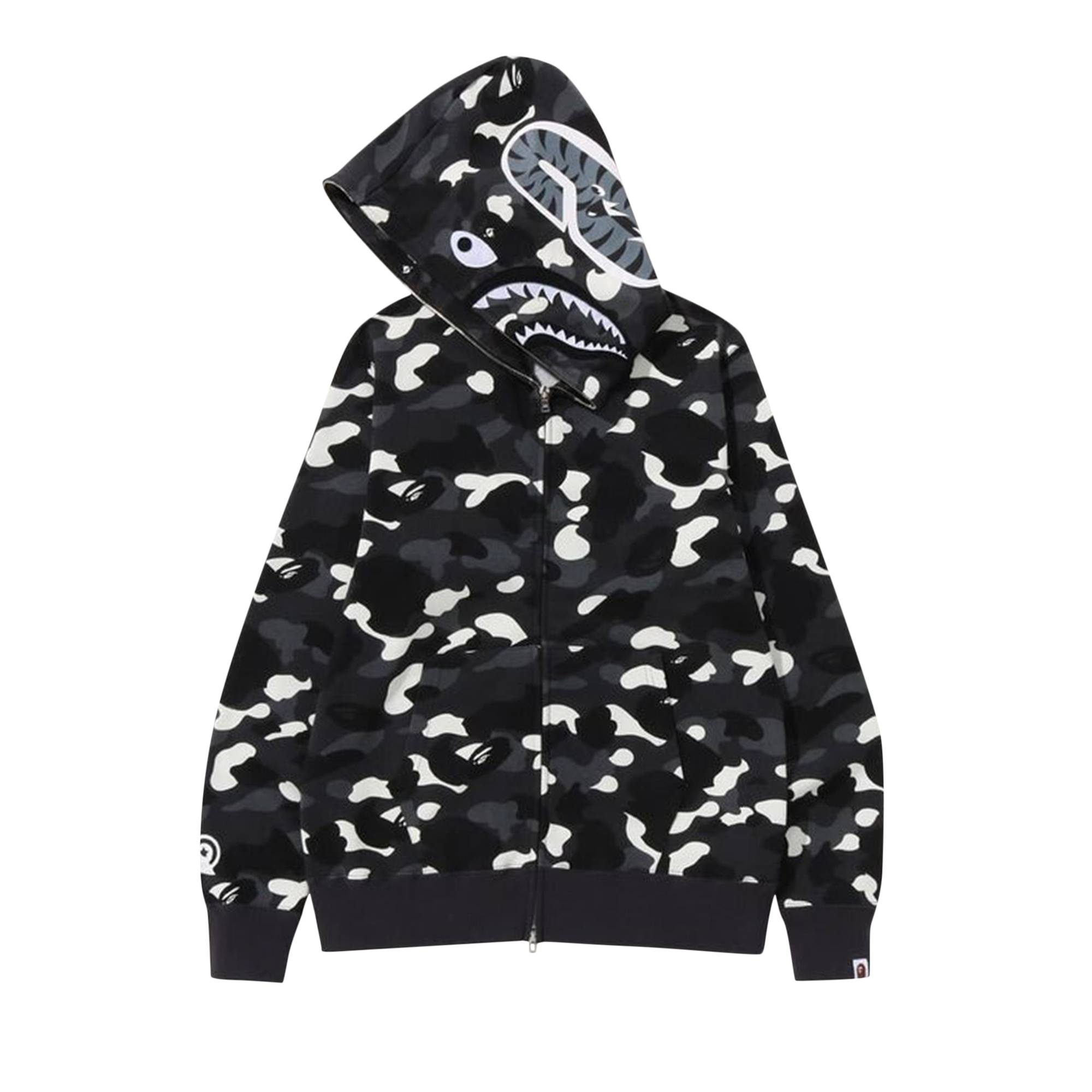 BAPE City Camo Shark Full Zip Hoodie 'Black' - 3