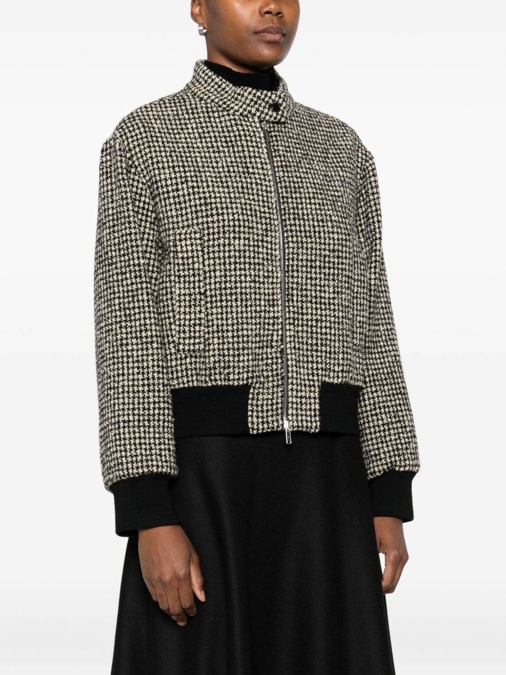 houndstooth zip-front jacket - 3
