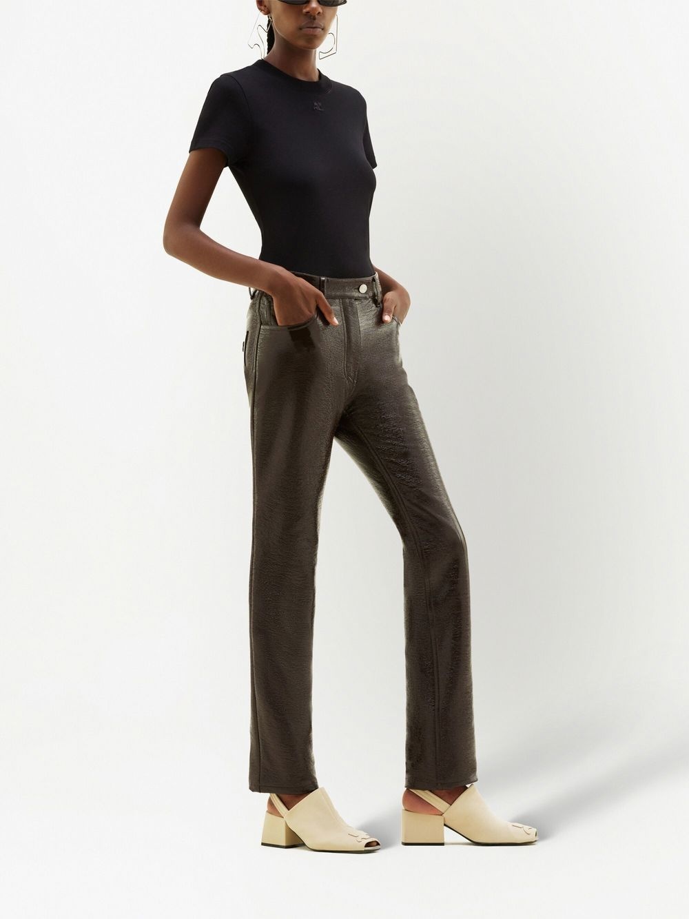 straight-leg vinyl trousers - 3