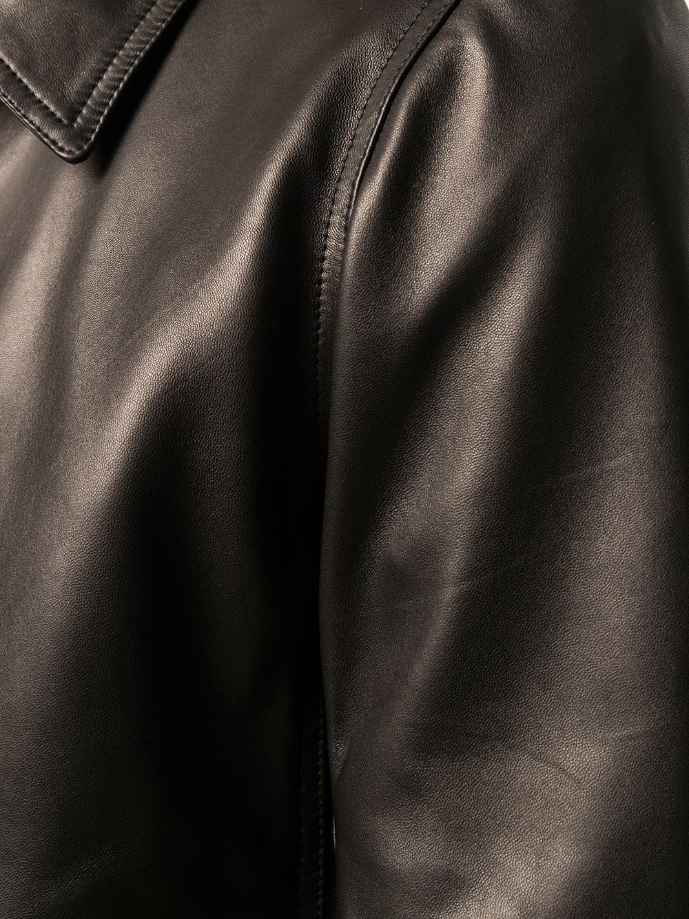 ribbed-cuff leather jacket - 5