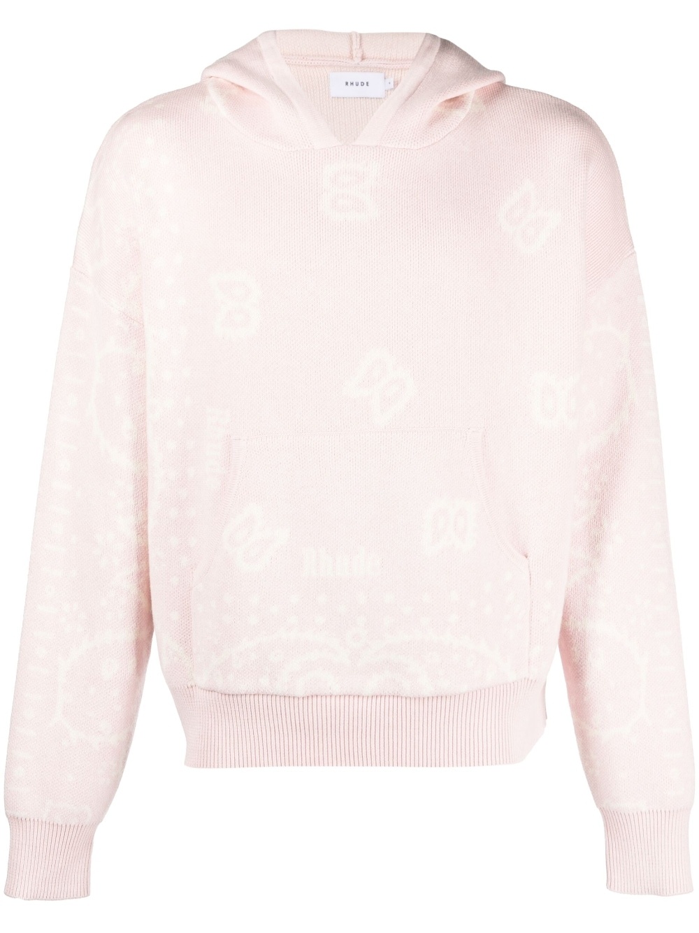 patterned-intarsia knitted hoodie - 1