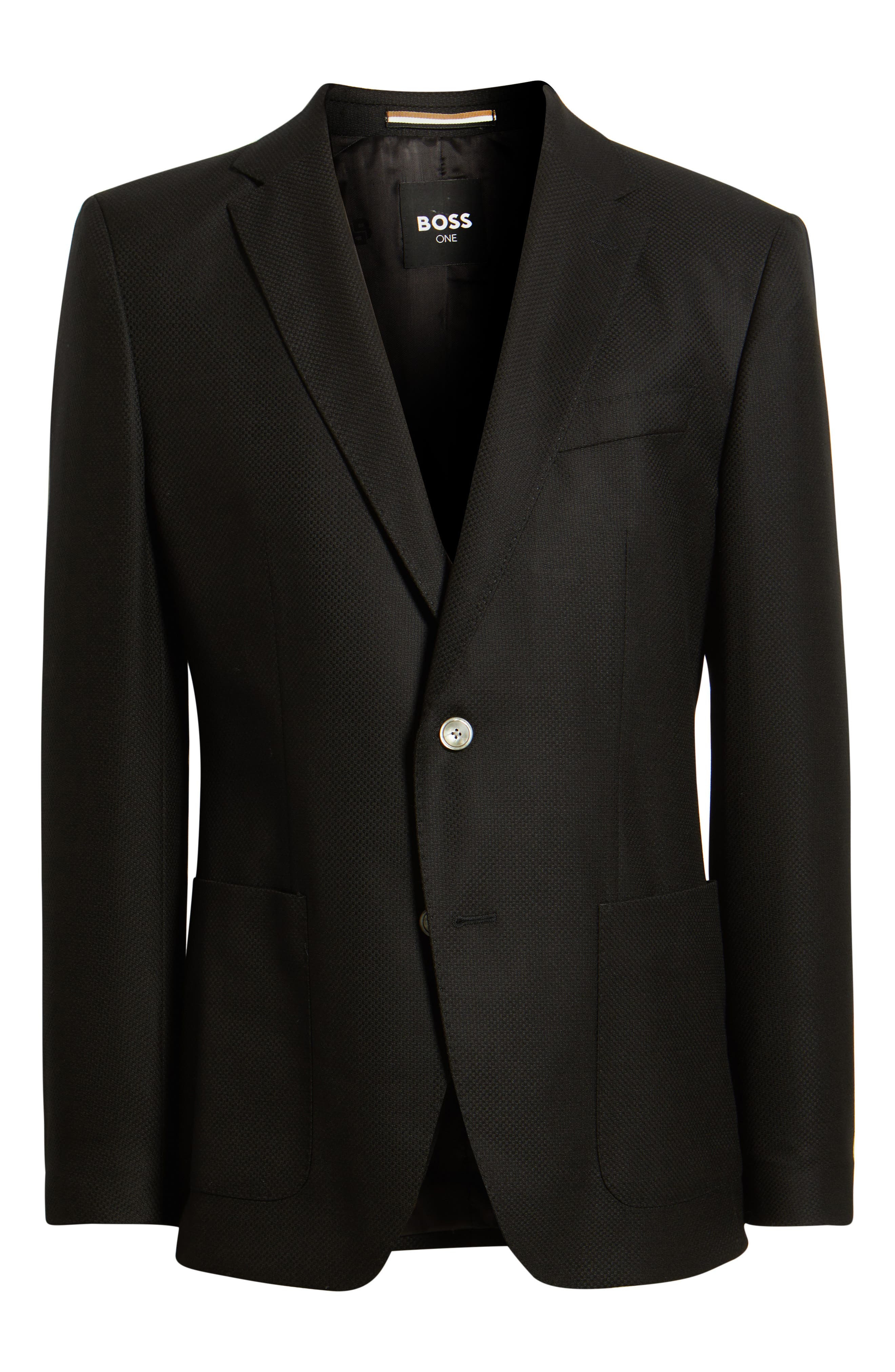 BOSS Hutson Slim Fit Textured Black Wool Sport Coat at Nordstrom - 6