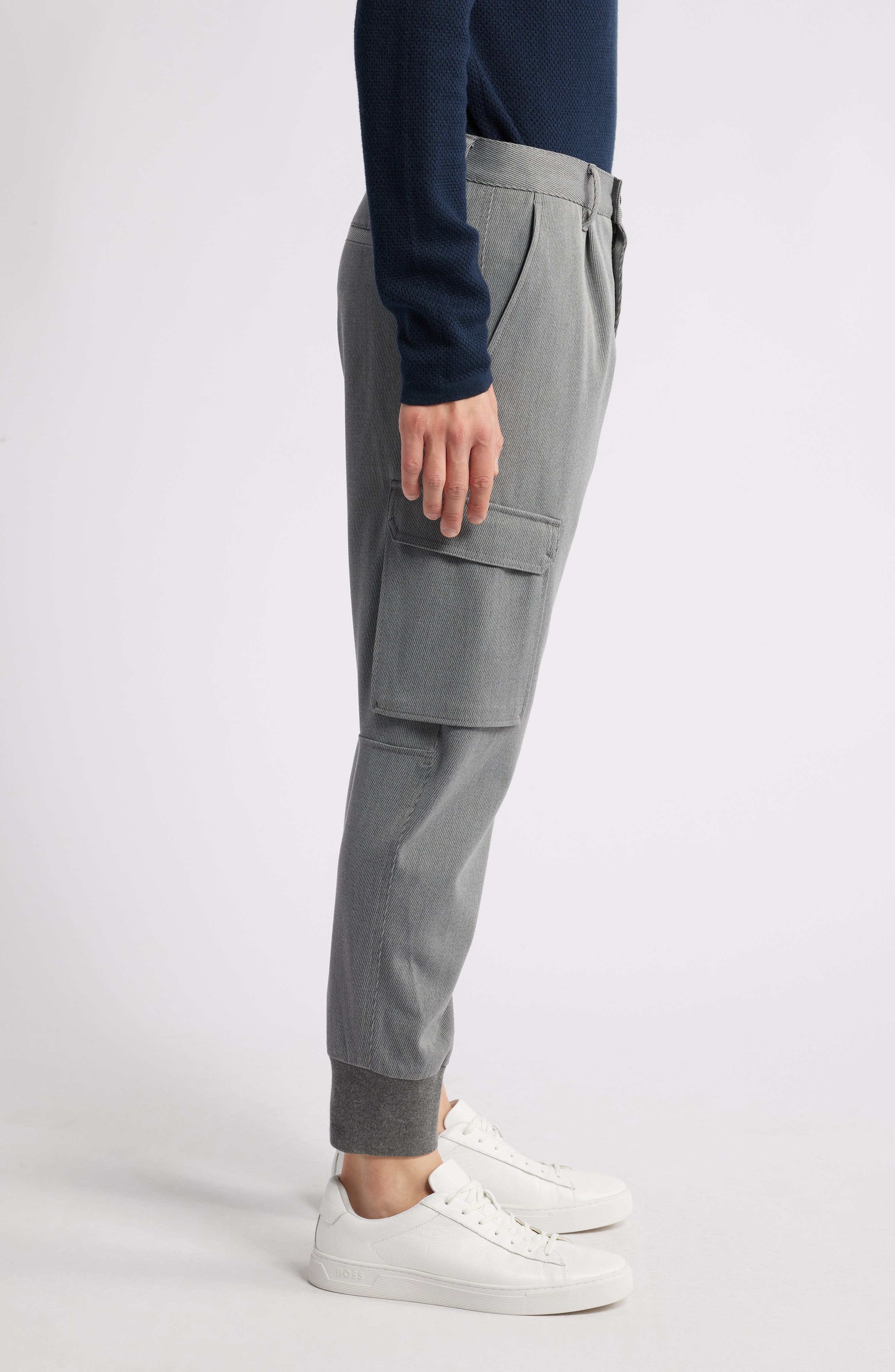 HUGO Glavin Pleated Cargo Joggers in Open Grey at Nordstrom - 3