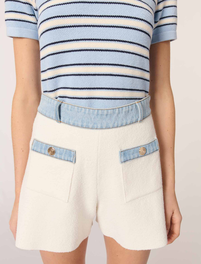 Knitted shorts with denim trim 6