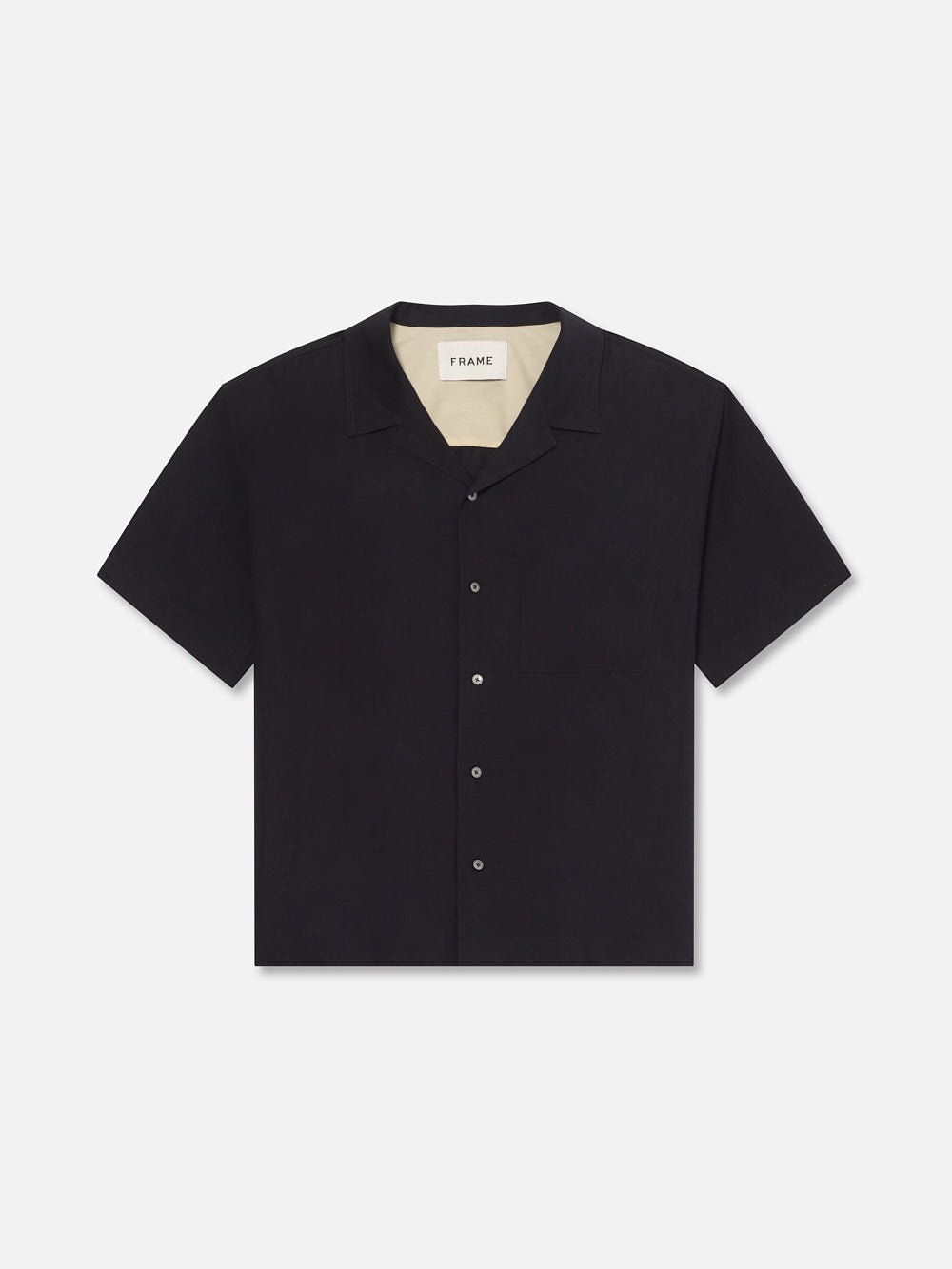 Short Sleeve Camp Collar Shirt in Dark Navy - 1